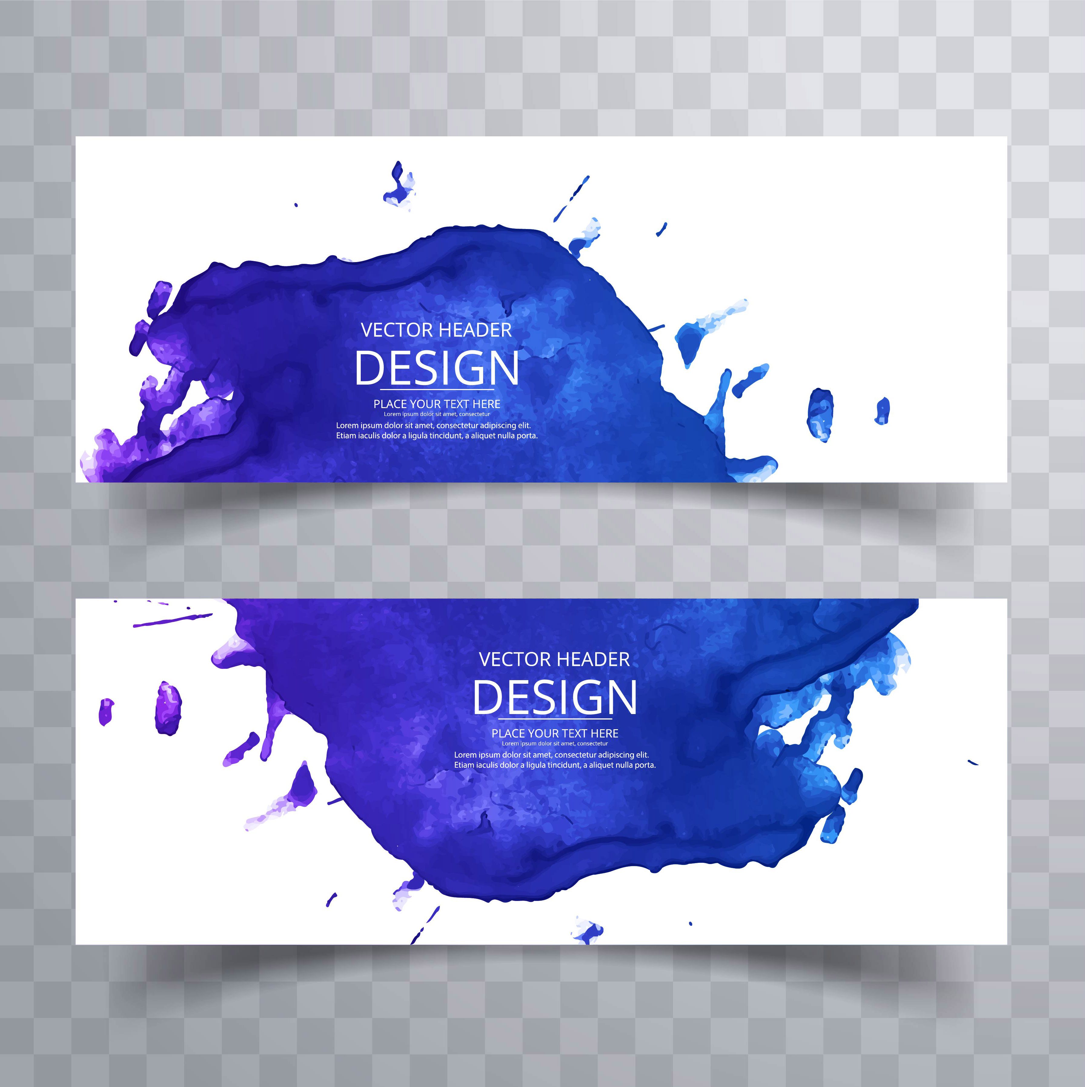 Abstract colorful watercolor banners set Free Vector