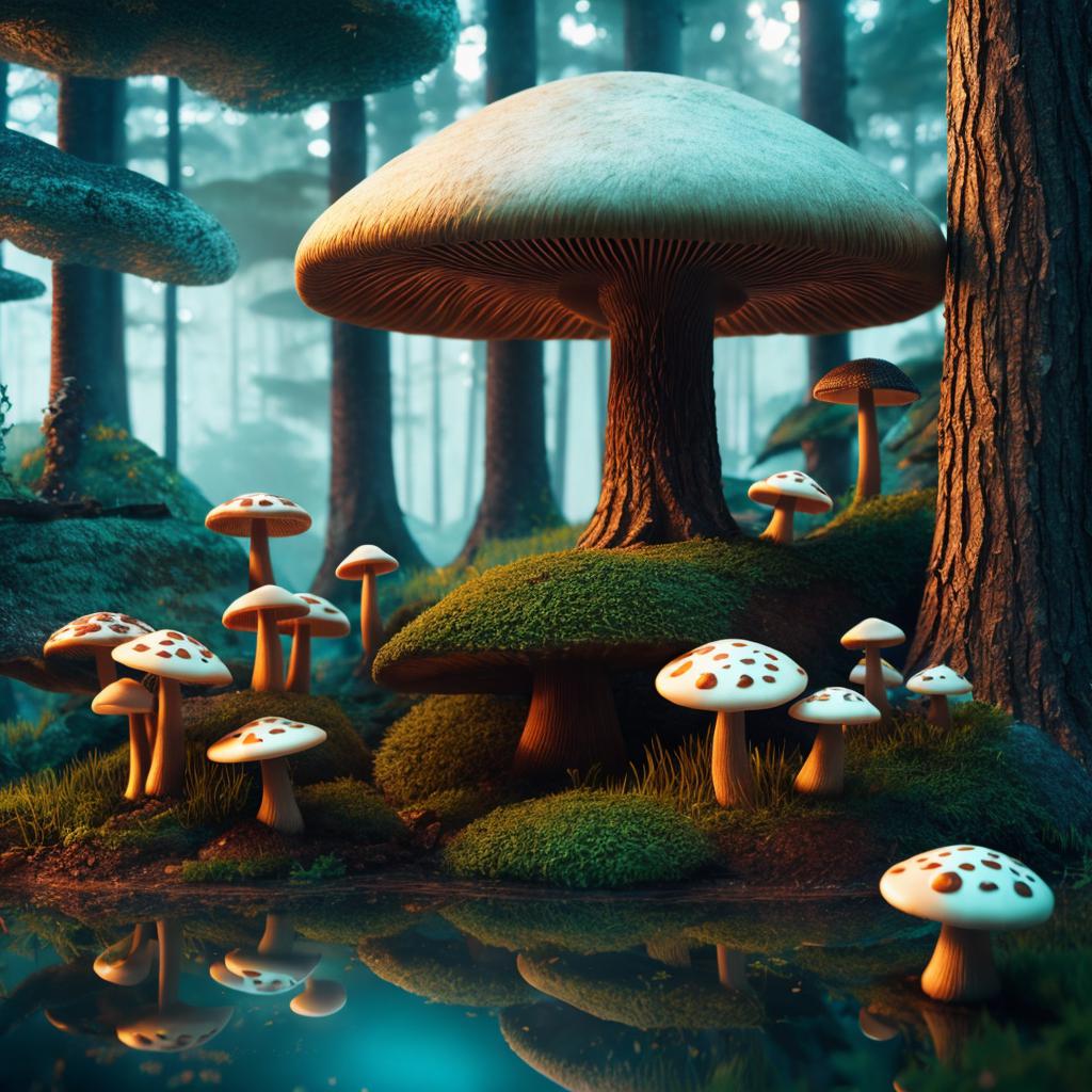 Mushrooms in a fancy by @ai_generated