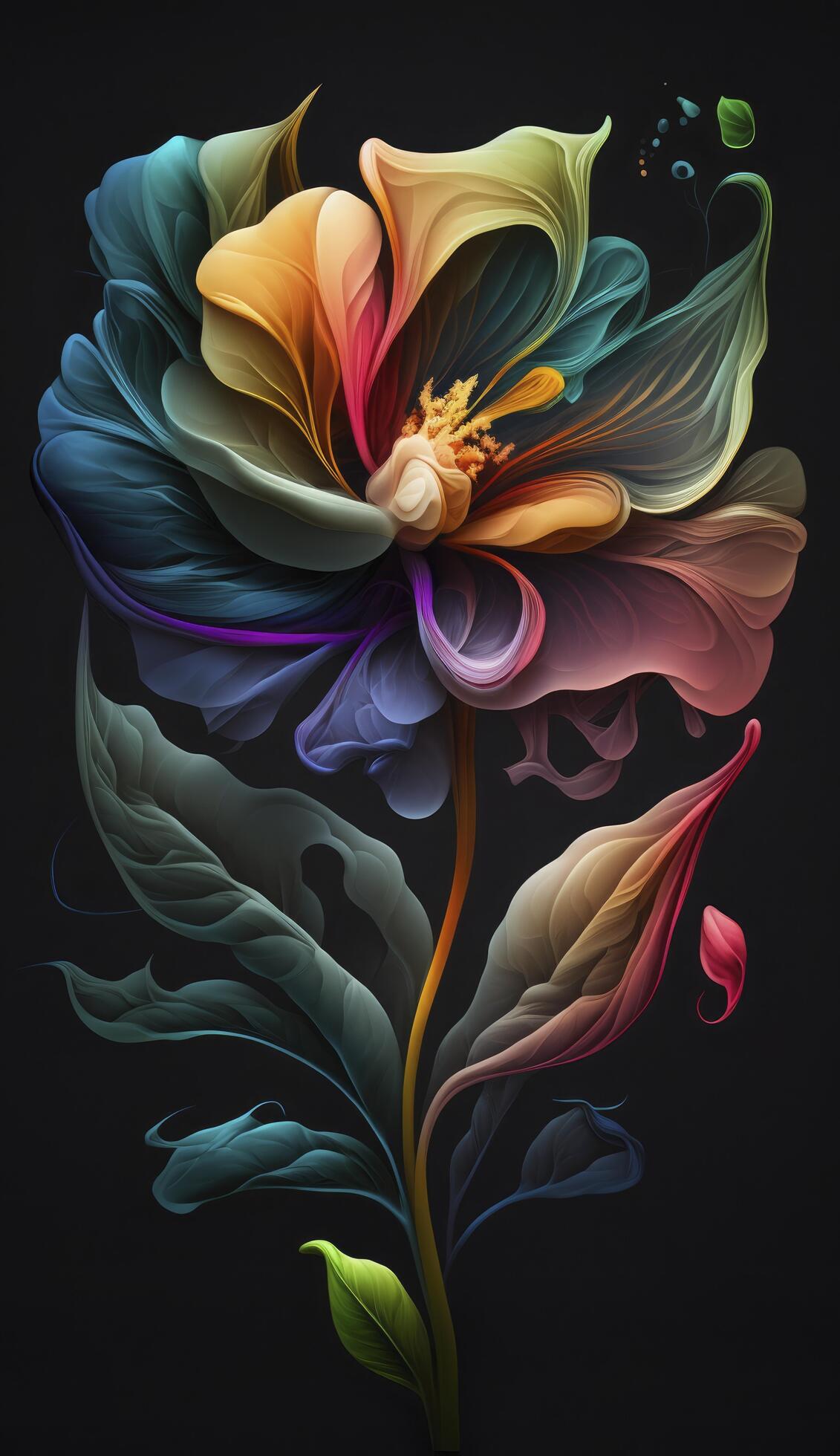 Colorful abstract flower art. . Stock Free