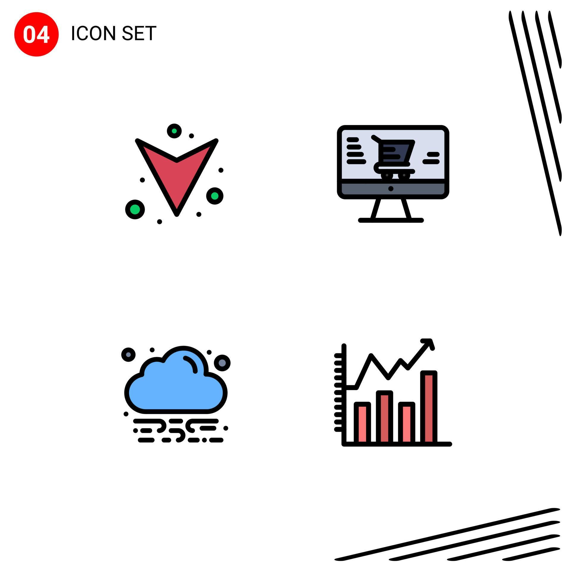 Group of 4 Modern Filledline Flat Colors Set for arrow analysis monitor energy analytics Editable Vector Design Elements Stock Free