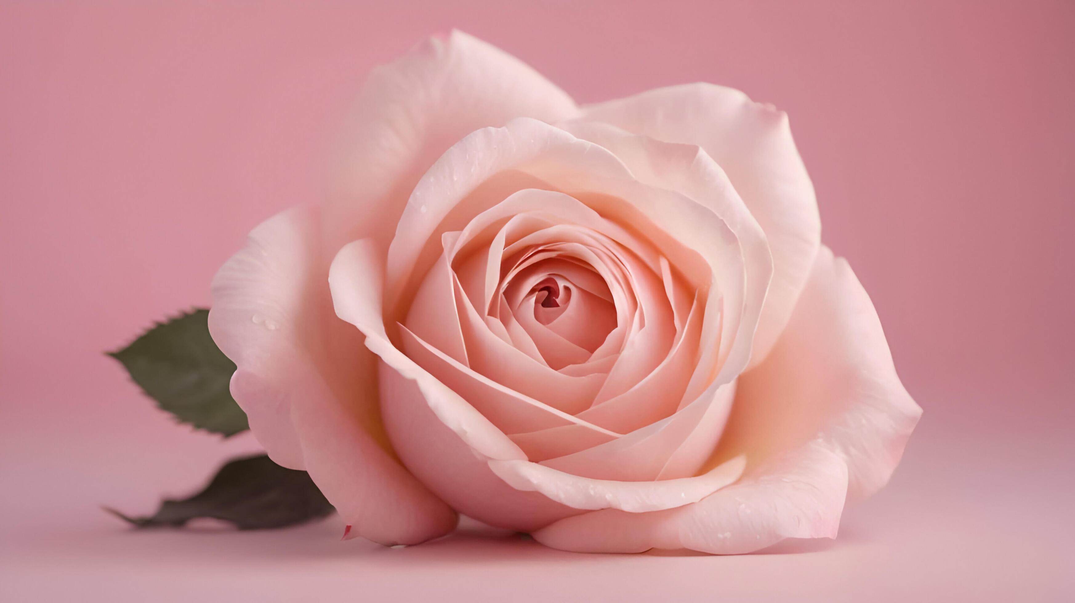 a single pink rose on a pink background Stock Free