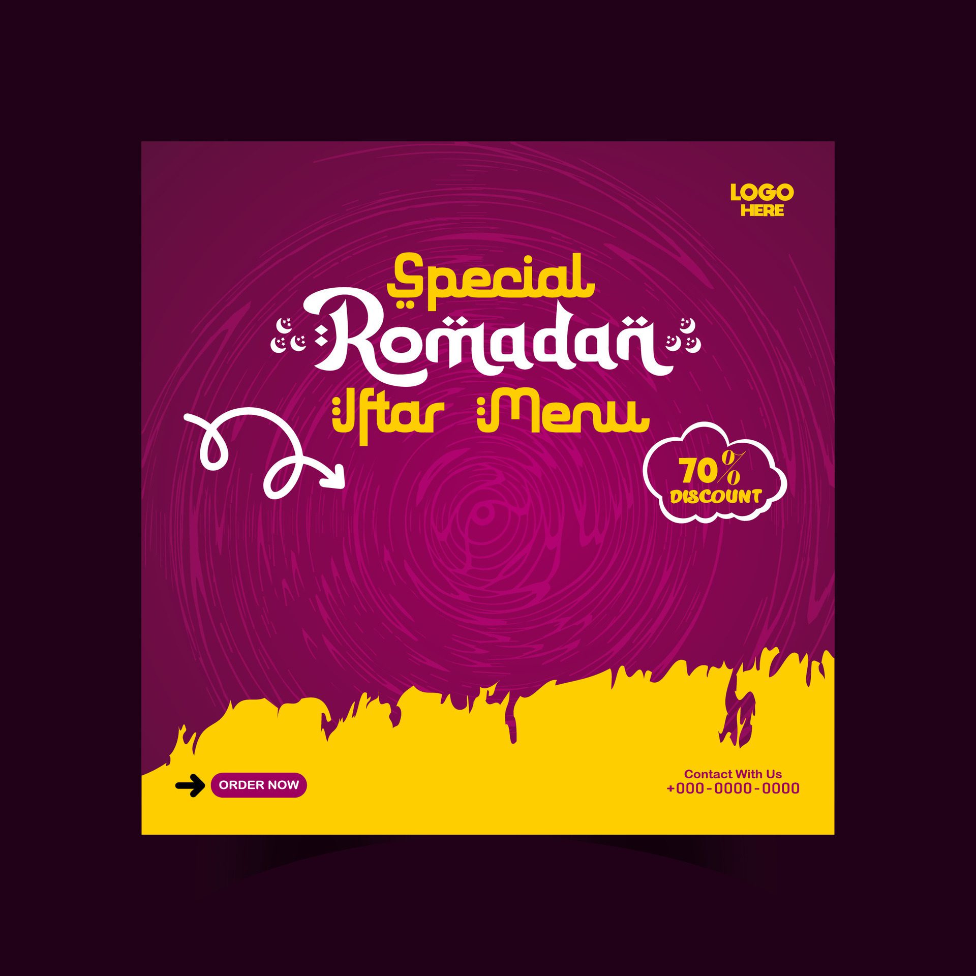 Ramadan iftar menu food post design and social media banner template Free Vector