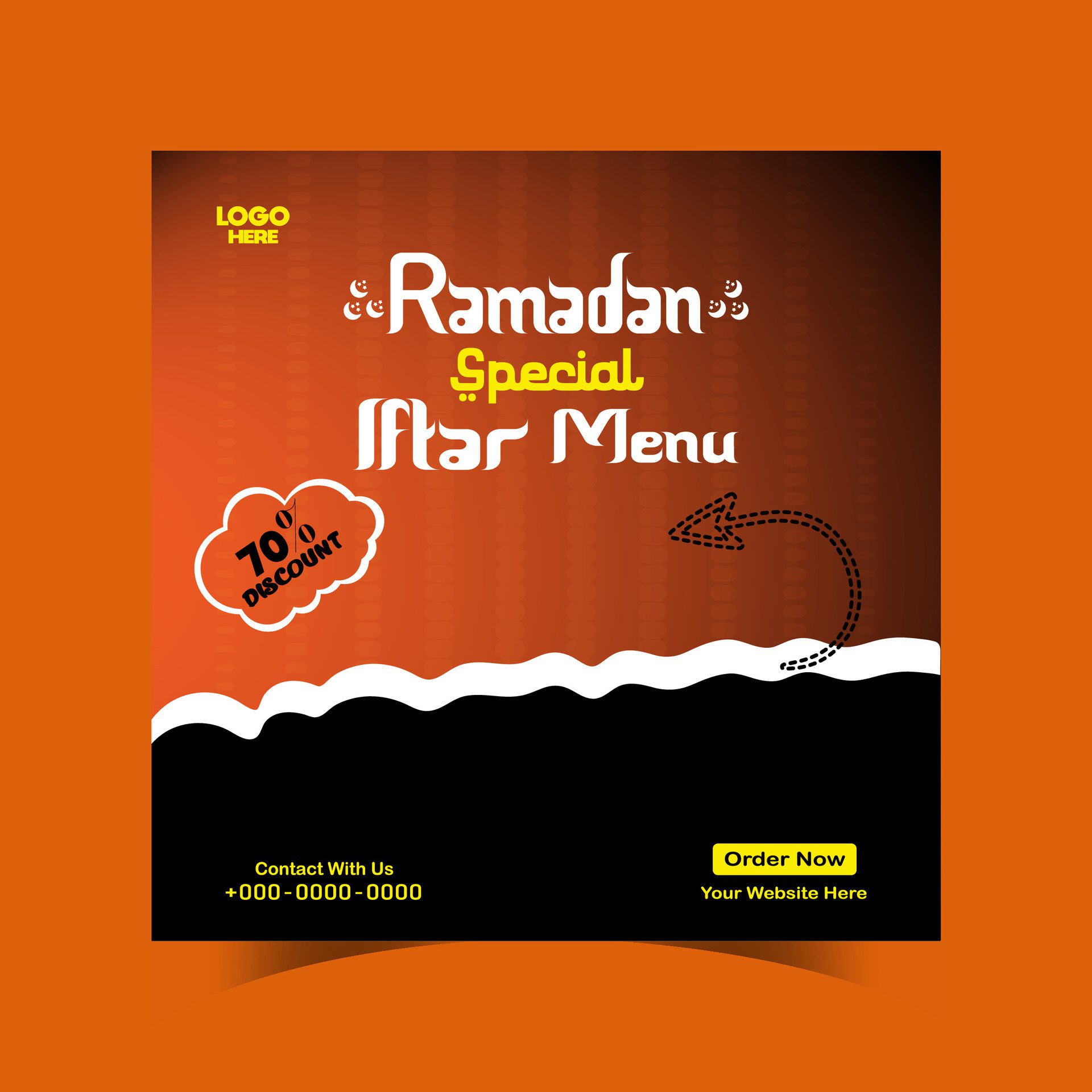 Ramadan iftar menu food post design and social media banner template Free Vector