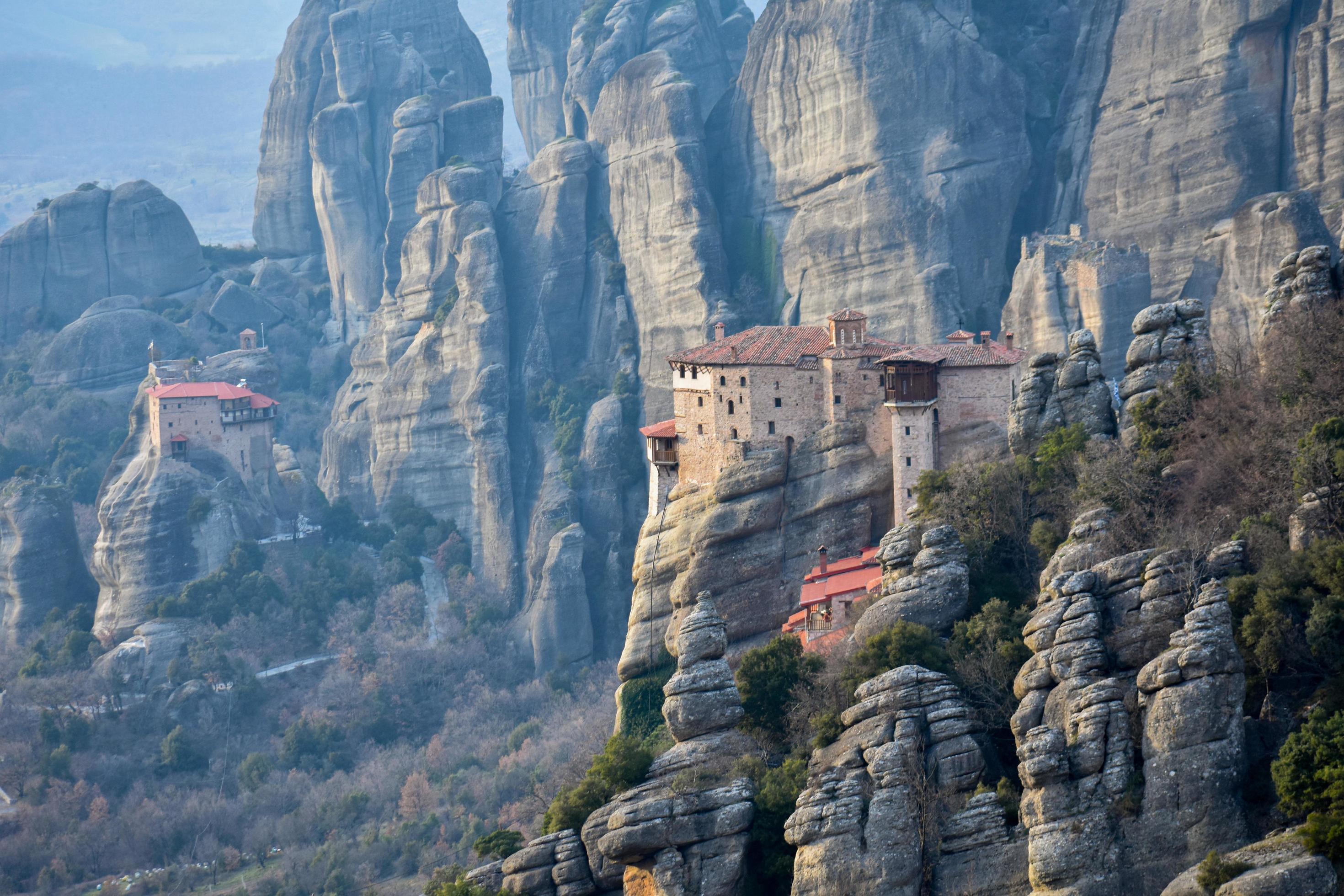 Meteora, Greece Monasteries Stock Free