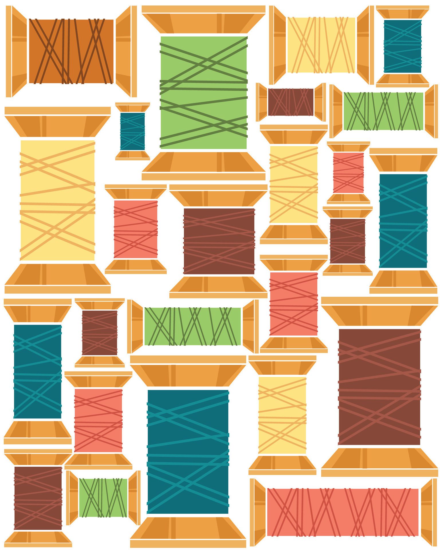 Spools of thread seamless pattern Free Vector