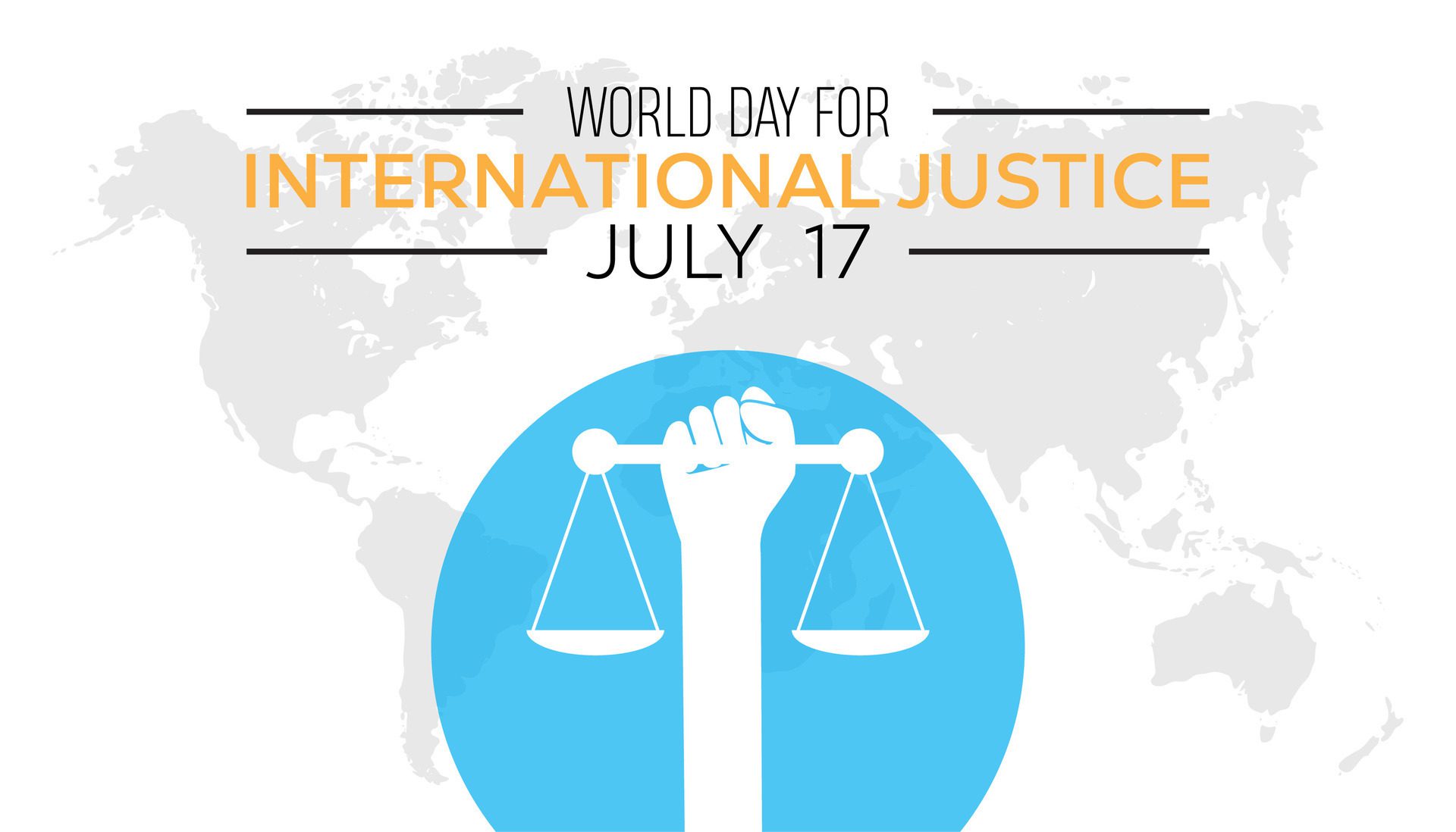 World Day for International Justice observed every year in July. Template for background, banner, card, poster with text inscription. Free Vector