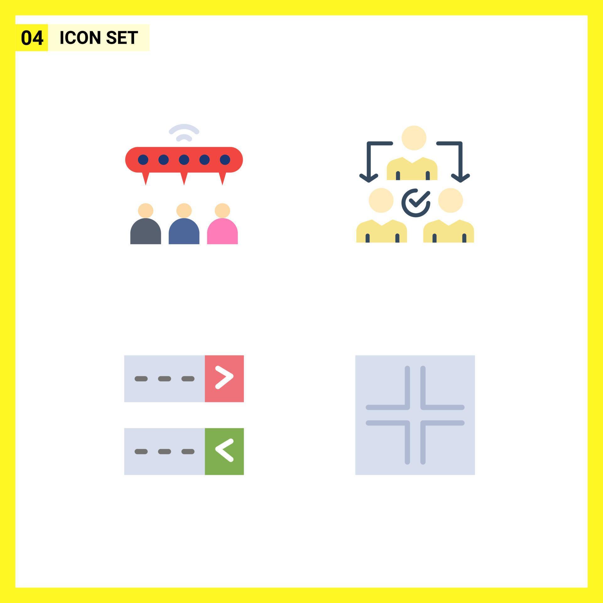 Modern Set of 4 Flat Icons Pictograph of group password team delegating arrows Editable Vector Design Elements Stock Free