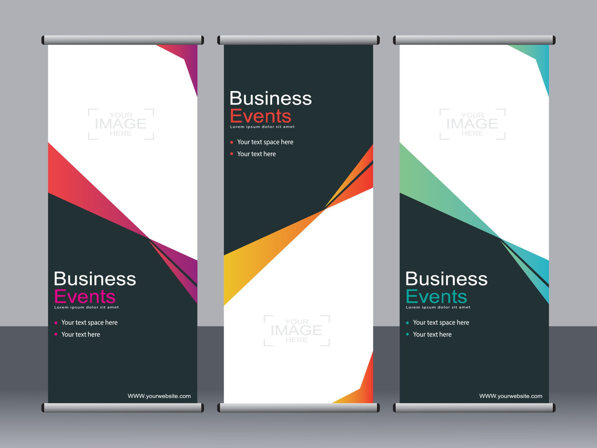 Business banner roll up set standee banner template. Free Vector