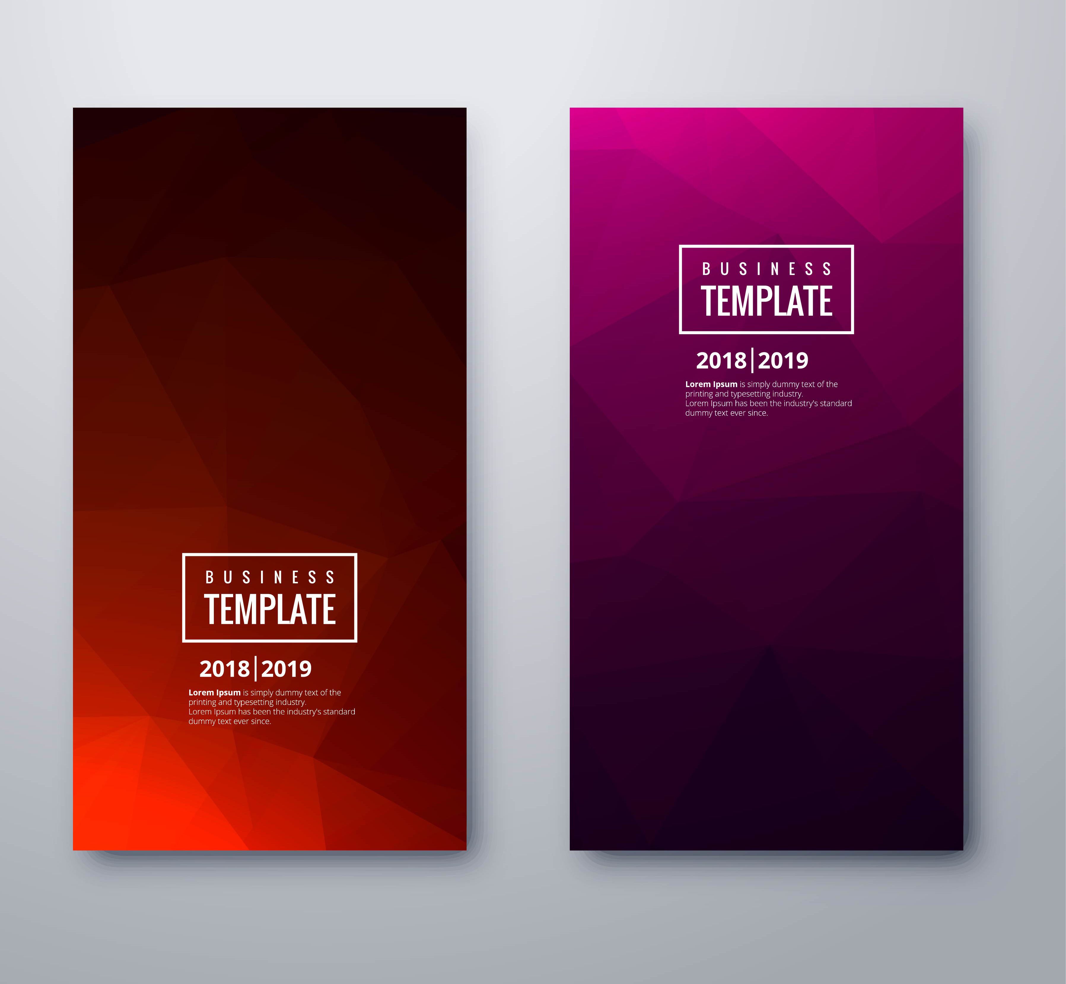 Beautiful stylish colorful polygon business banner template set Free Vector