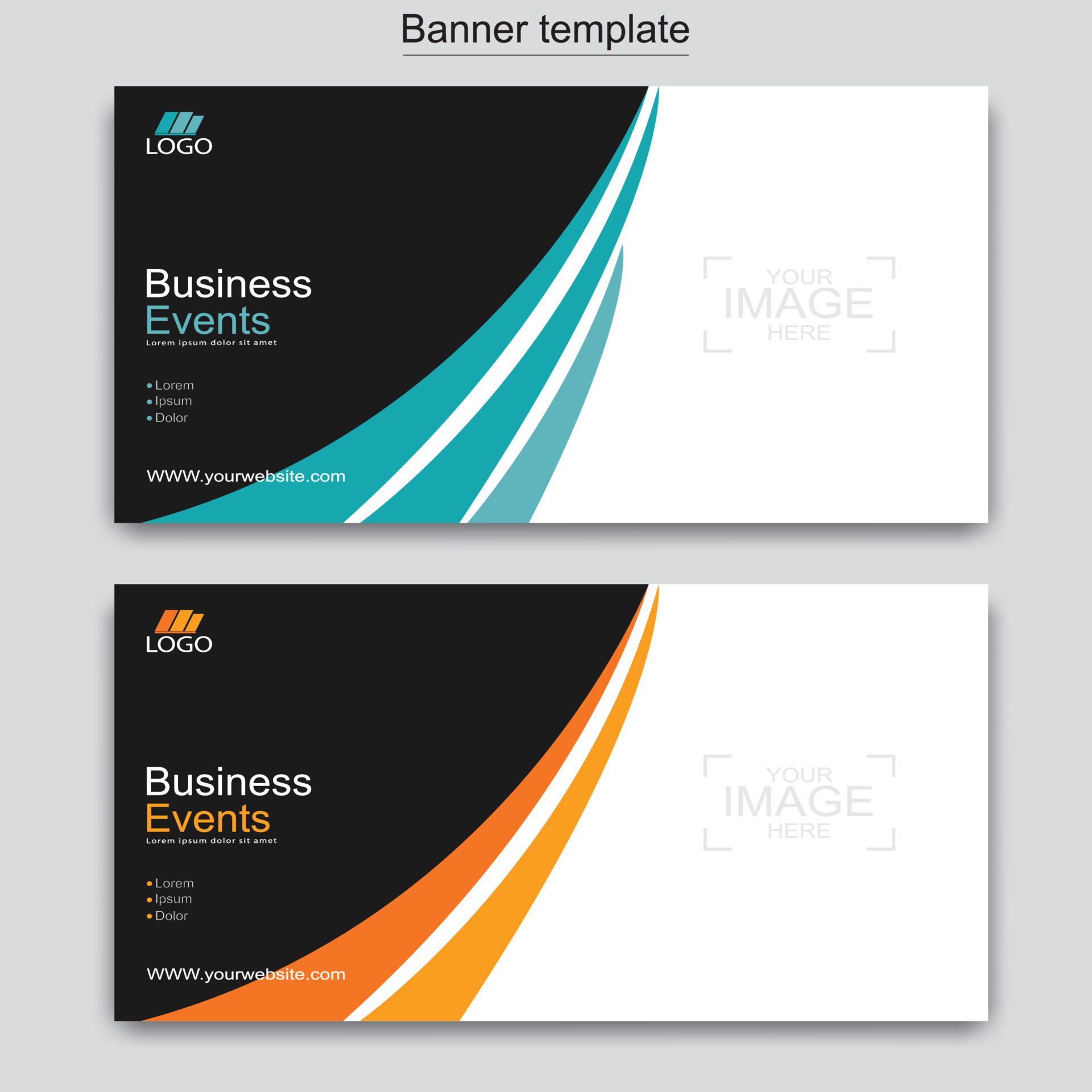 Vector abstract design web banner template. Web Design Elements – Header Design. Abstract geometric web banner template on grey background. Free Vector