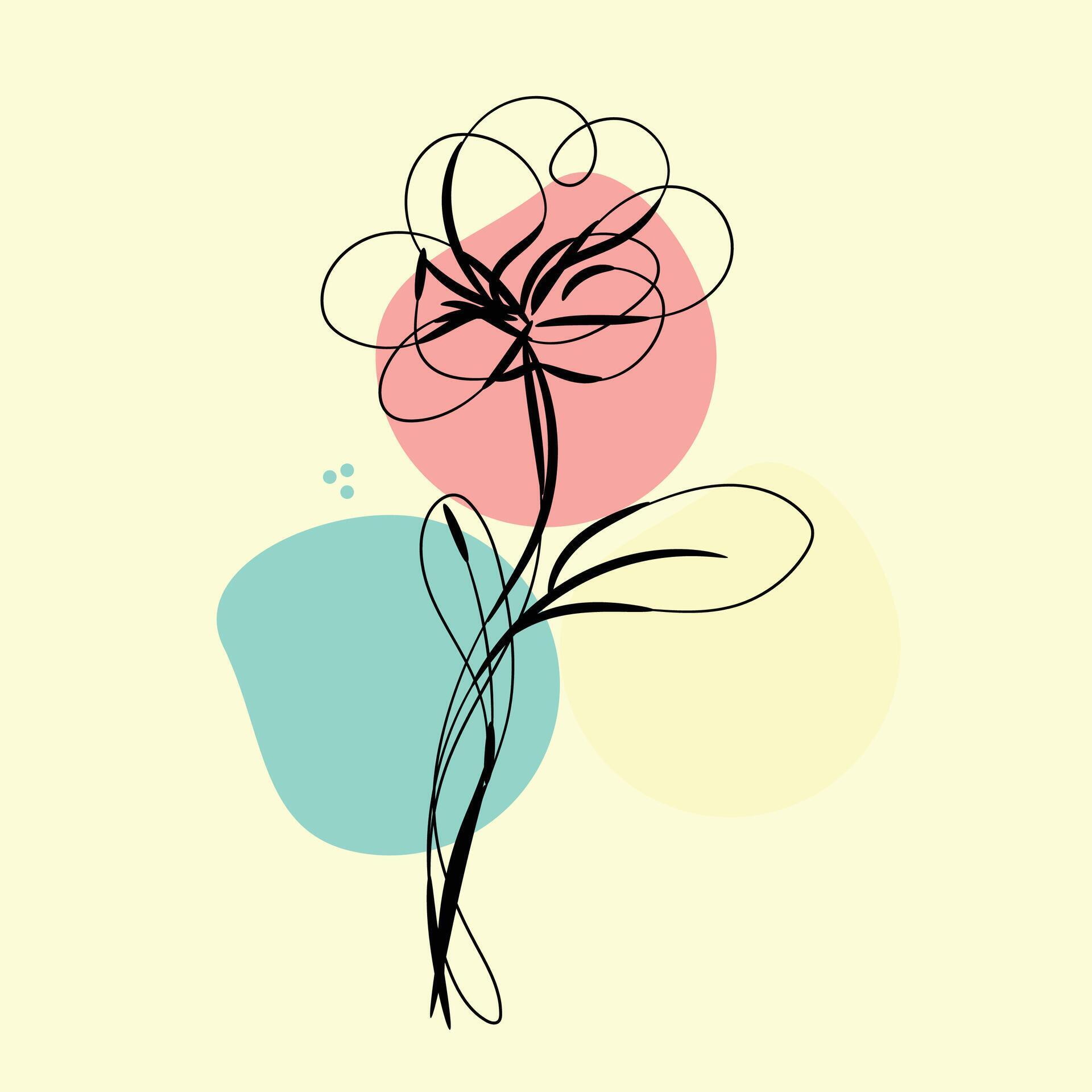 Flat design simple flower outline Stock Free