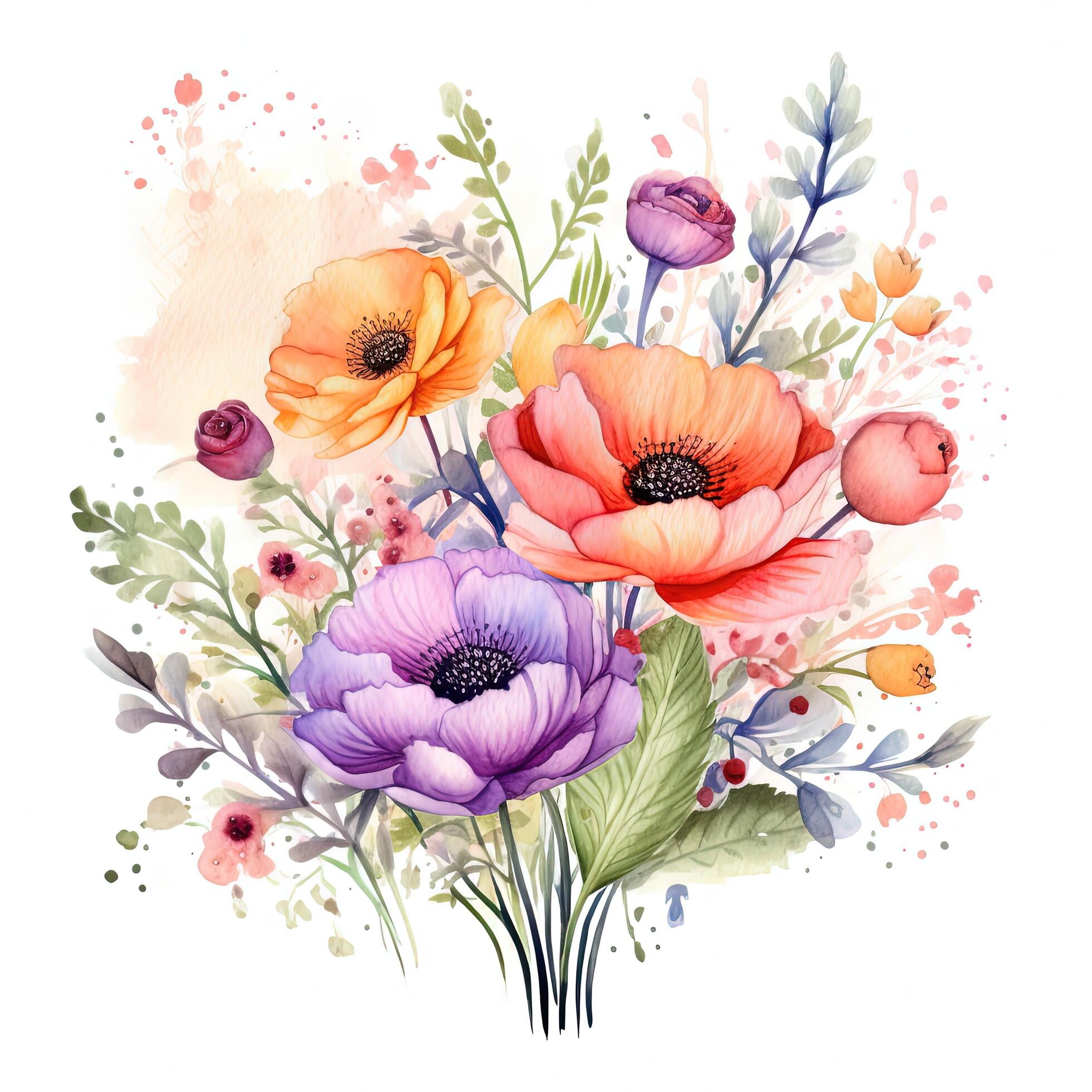 Watercolor flower bouquet. Illustration Stock Free