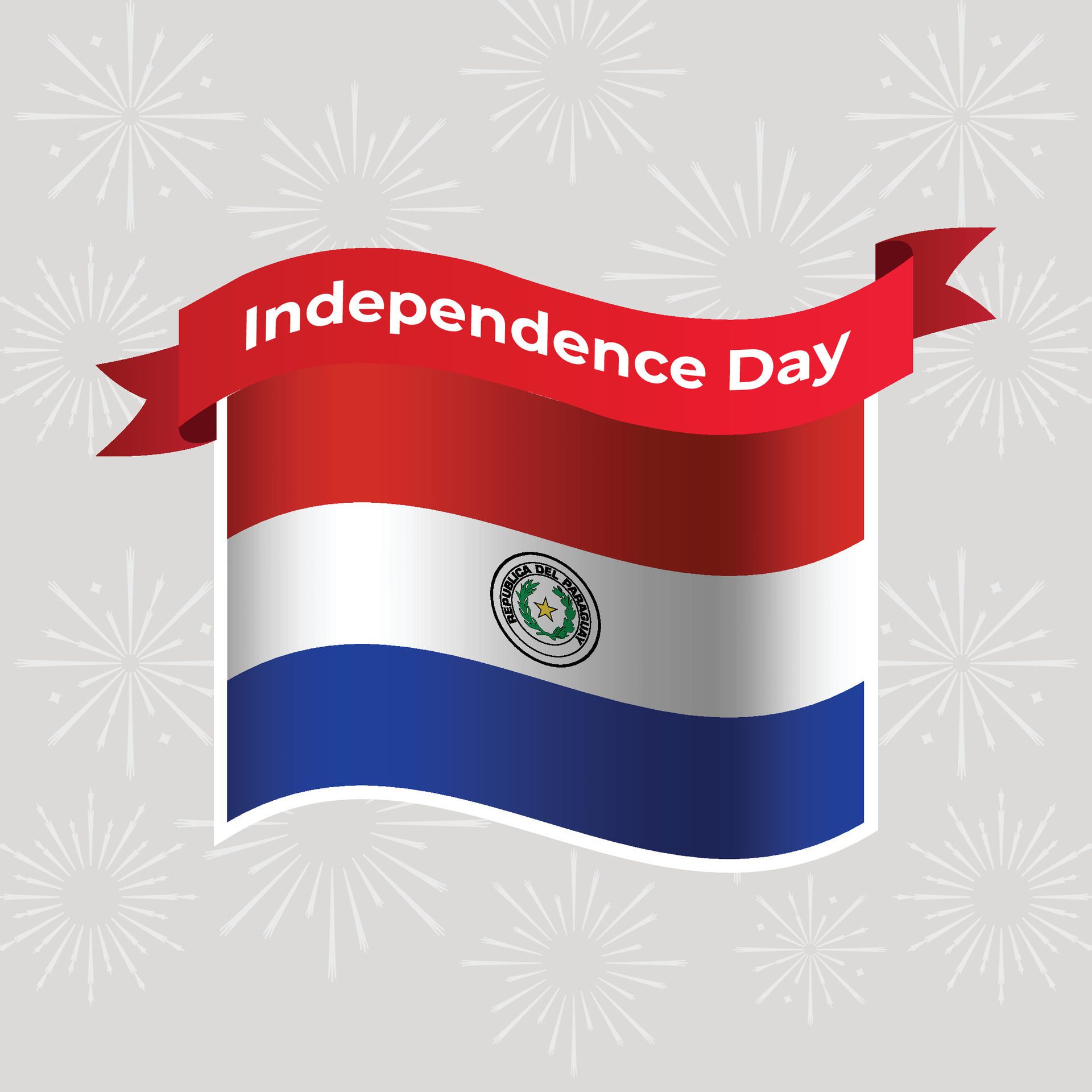 Paraguay Wavy Flag Independence Day Banner Background Free Vector