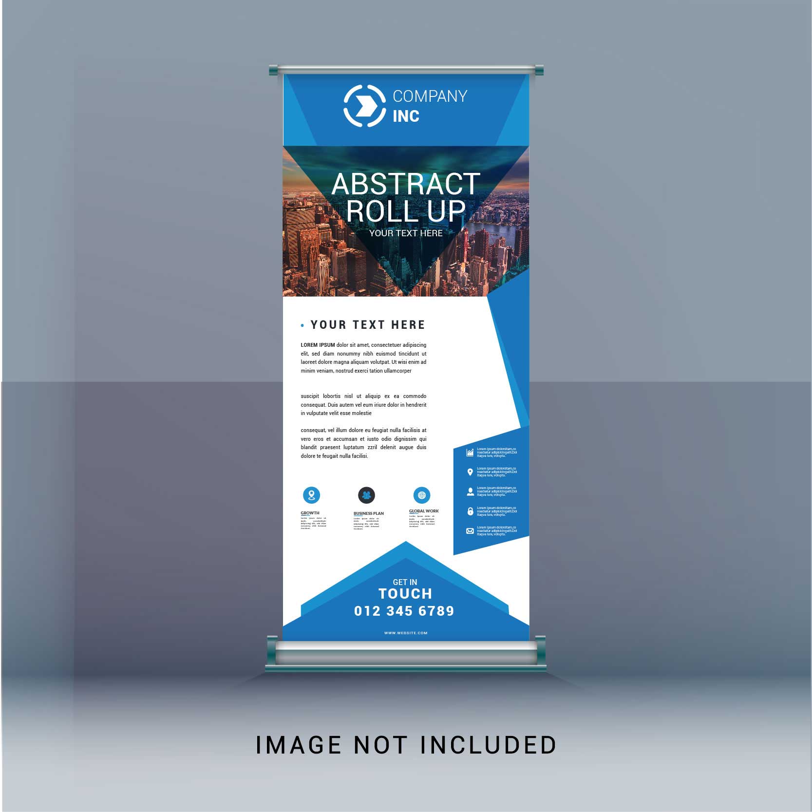 Blue roll up business banner Free Vector