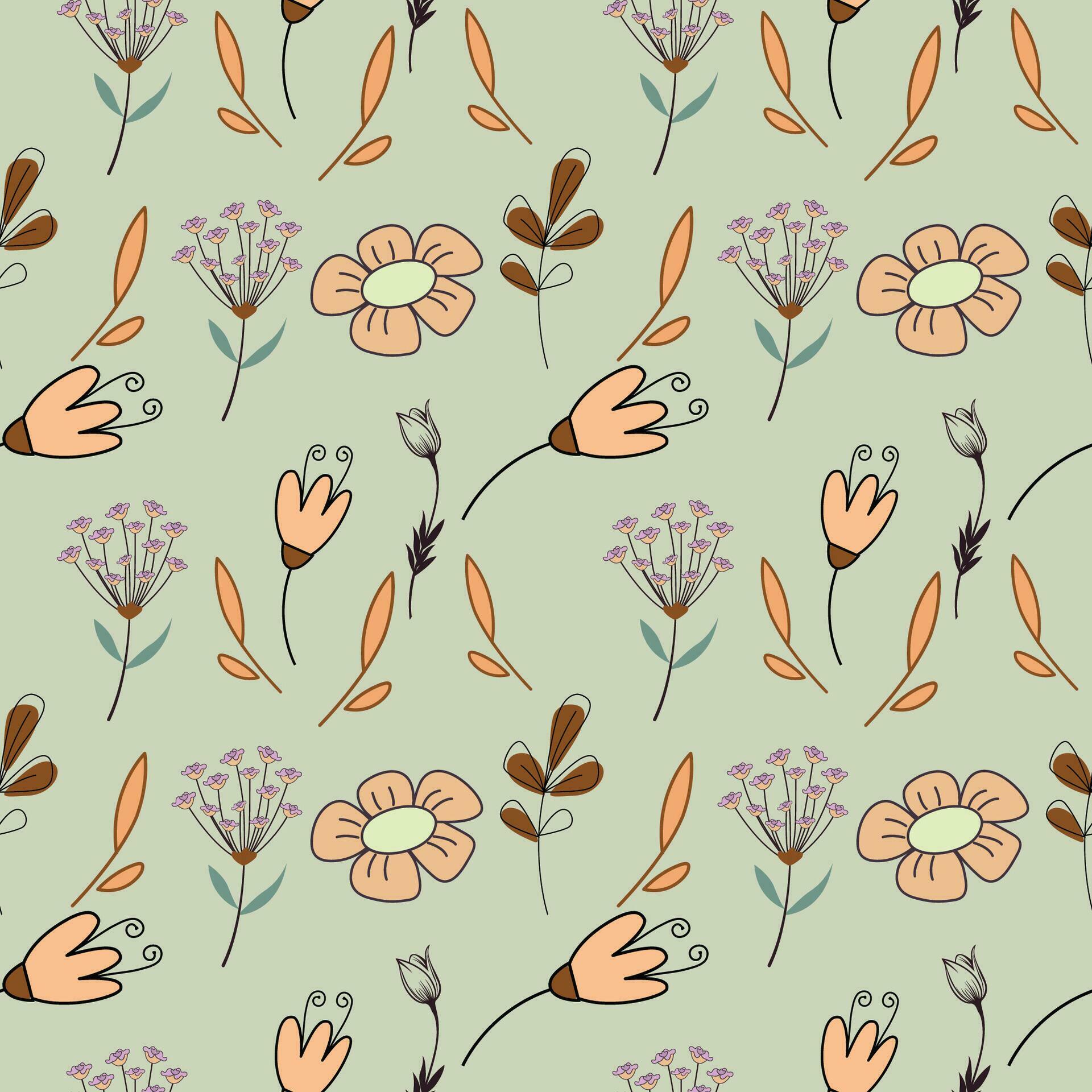 organic flat pressed flowers pattern in vector form Stock Free