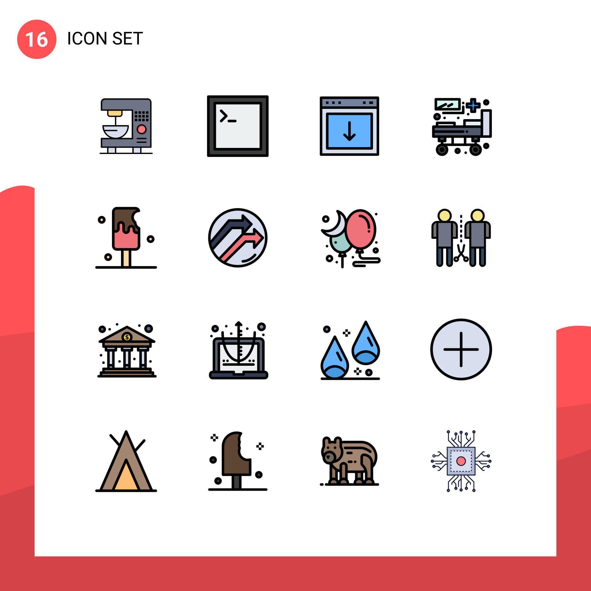 Set of 16 Modern UI Icons Symbols Signs for food patient bed arrow medical bed Editable Creative Vector Design Elements Stock Free