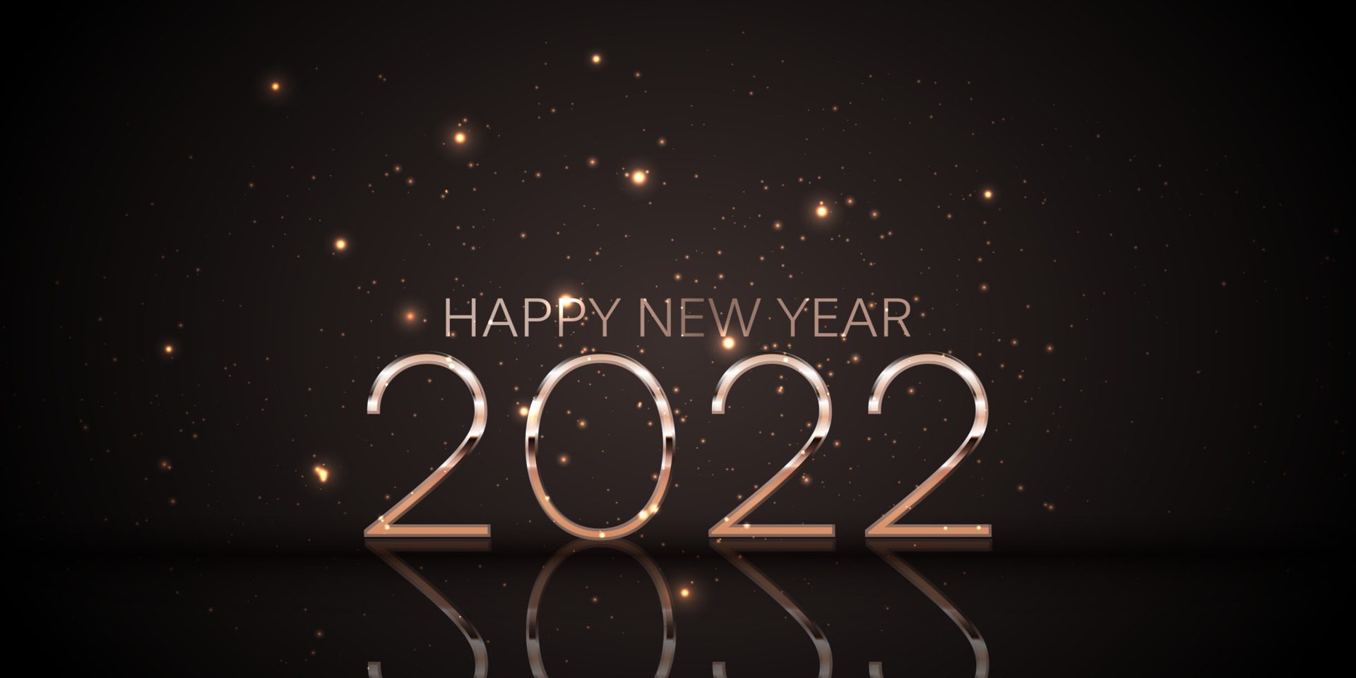 Happy New Year banner design in black and rose gold Free Vector