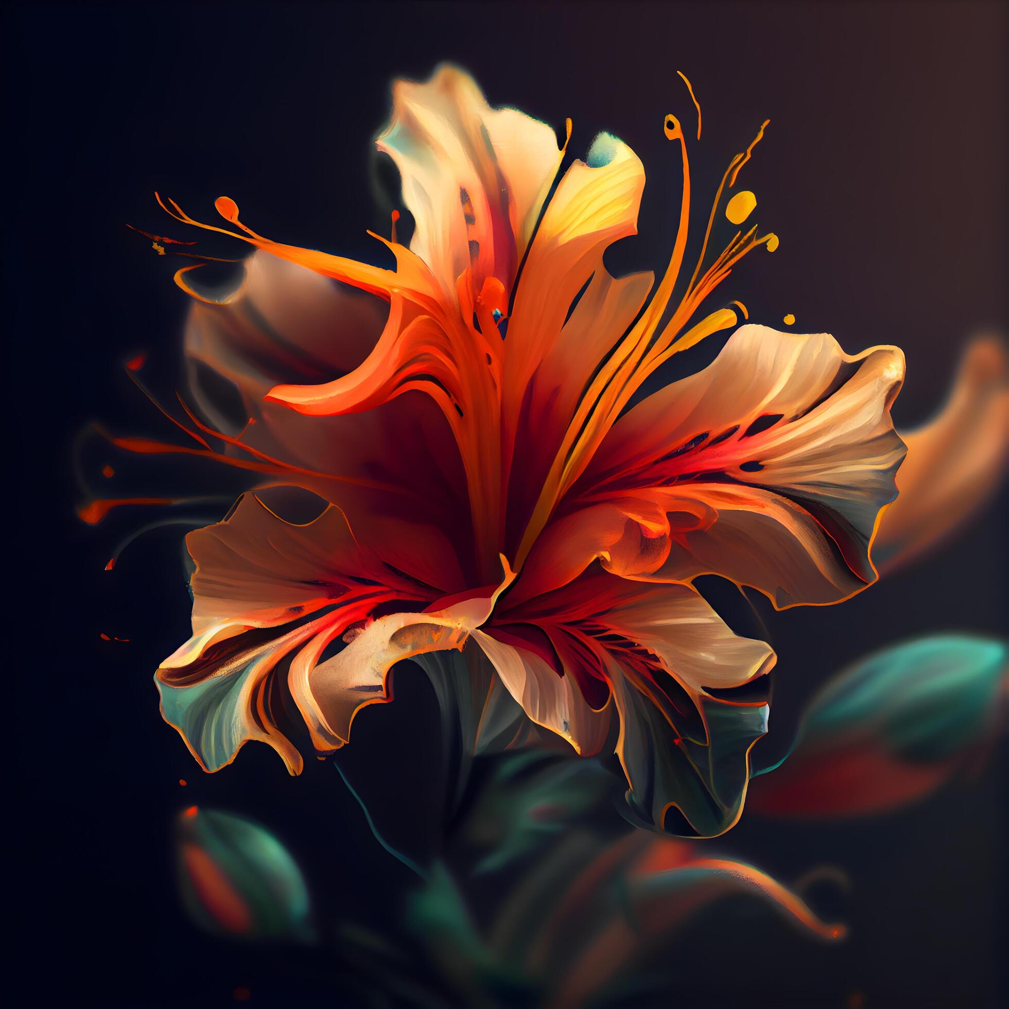 Hibiscus flower on a dark background. 3d illustration, Image Stock Free