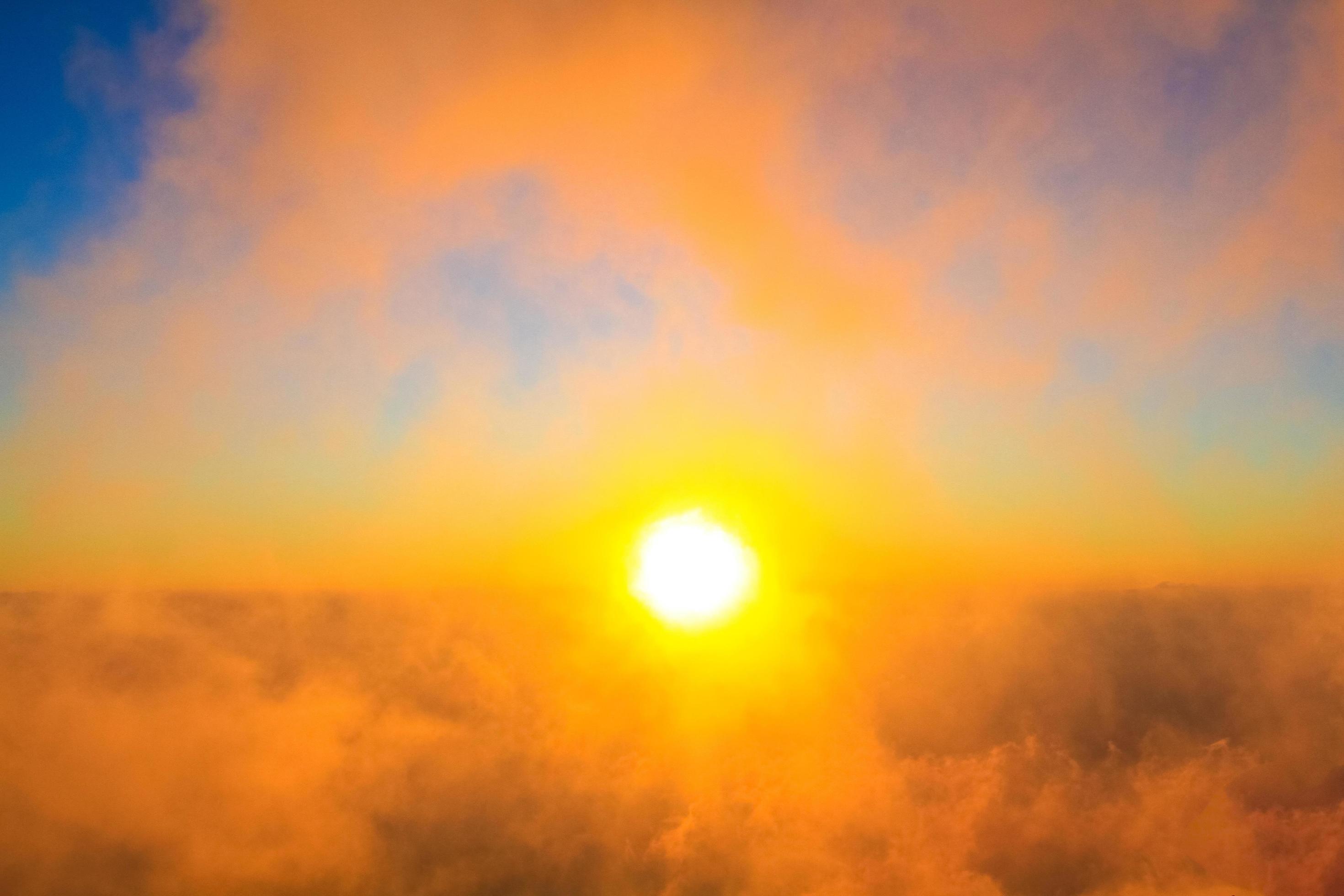 Golden light in Forested and mountain with sunrise in morning mist.Fog cover the jungle hill in Thailand Stock Free