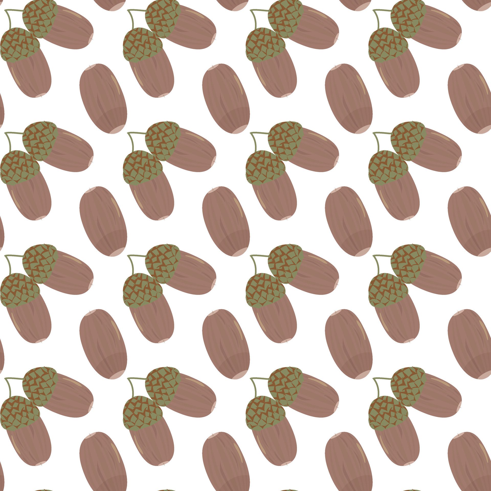 Acorn. Ripe oak tree seed. Simple seamless pattern. illustration. Free Vector