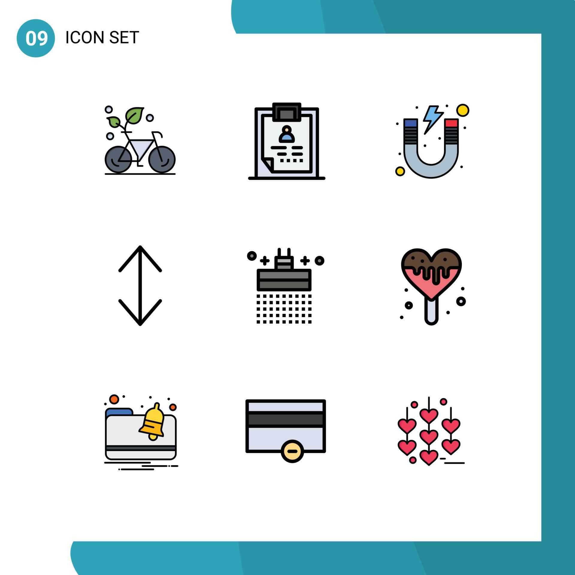 Set of 9 Modern UI Icons Symbols Signs for scale arrow medical study magnet Editable Vector Design Elements Stock Free