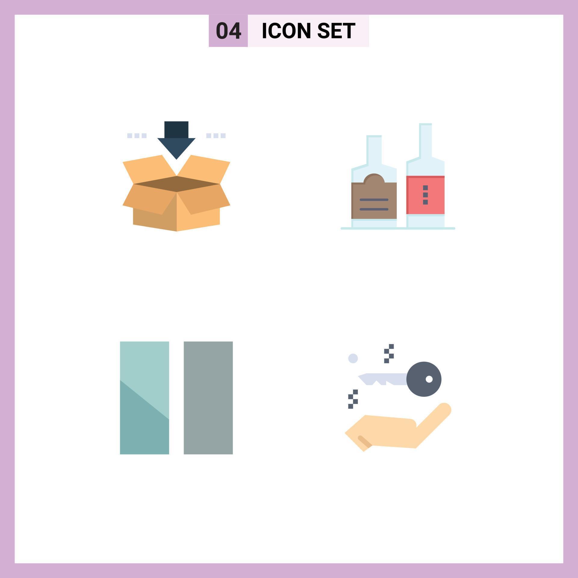 Set of 4 Modern UI Icons Symbols Signs for arrow frame save bottl layout Editable Vector Design Elements Stock Free