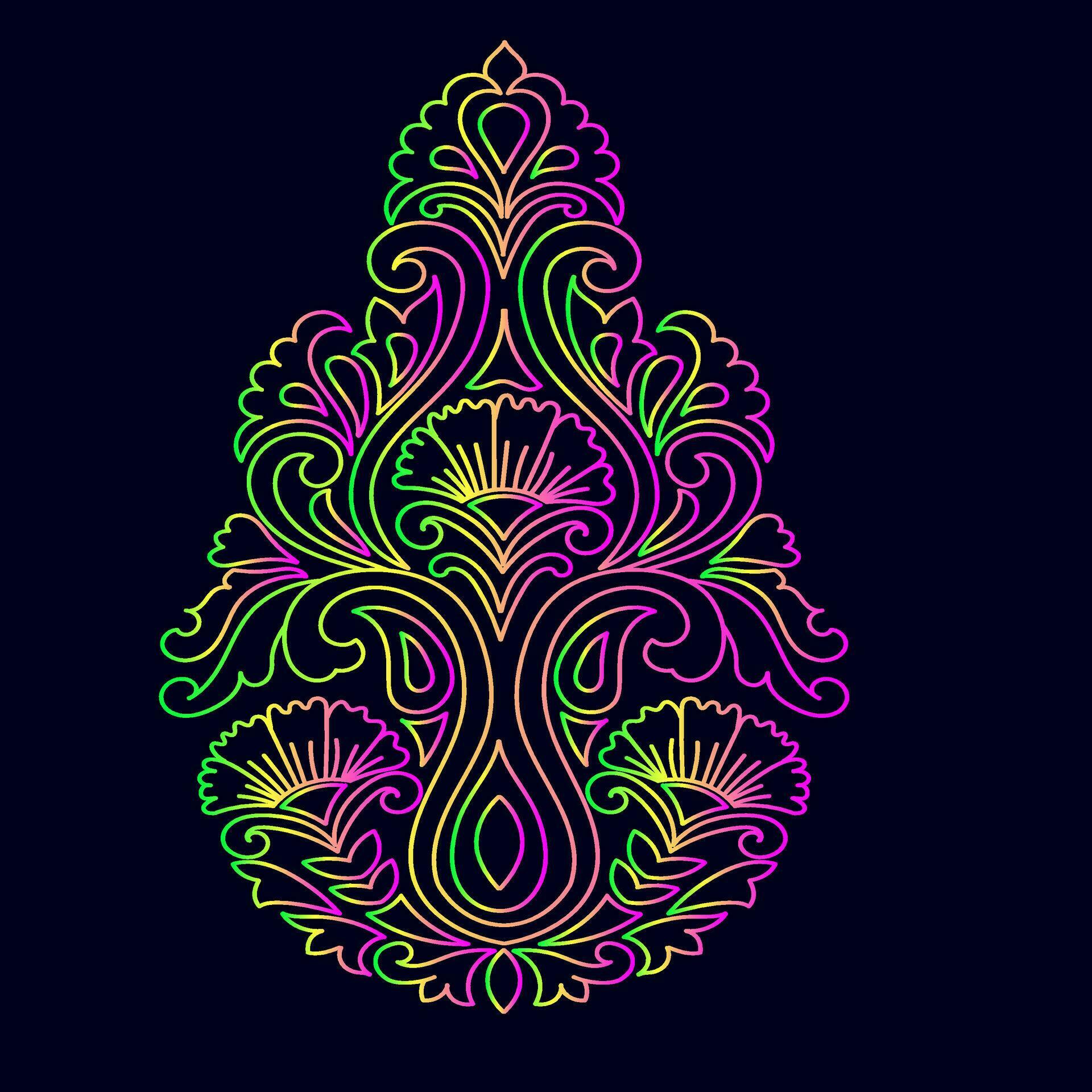 Rainbow color line art floral vector illustration, colorful vintage decorative vector template, rainbow color flower ornaments. Stock Free and Free SVG