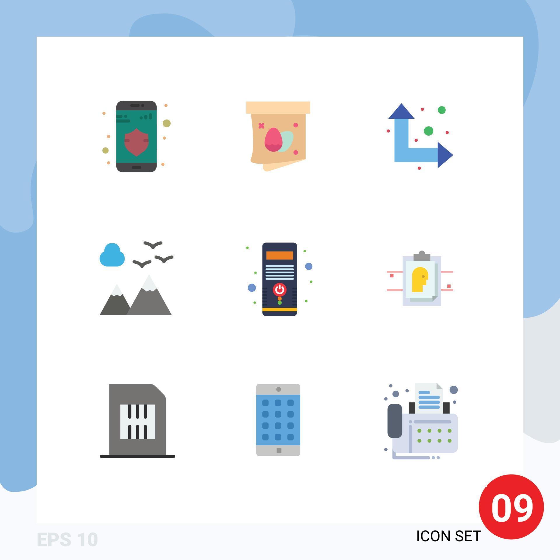 Universal Icon Symbols Group of 9 Modern Flat Colors of system hardware arrows computer scenery Editable Vector Design Elements Stock Free