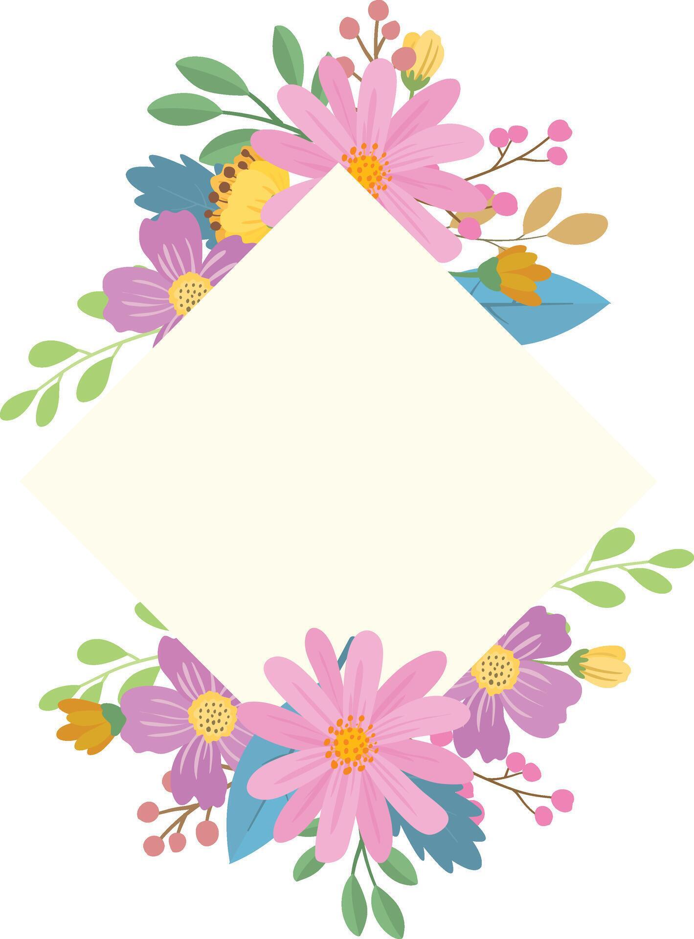 Wedding frame. with colorful flower bouquet, botanical template for card, invitation Stock Free