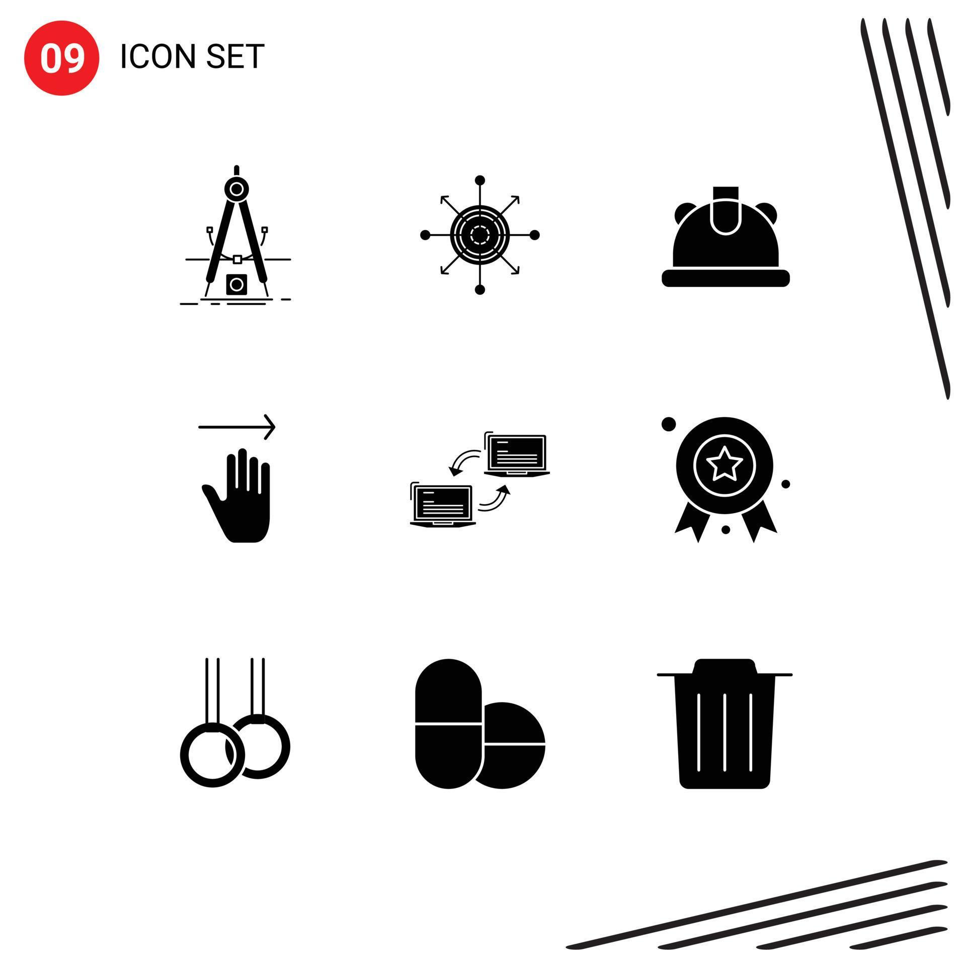 User Interface Pack of 9 Basic Solid Glyphs of computer gestures arrow arrow helmet Editable Vector Design Elements Stock Free