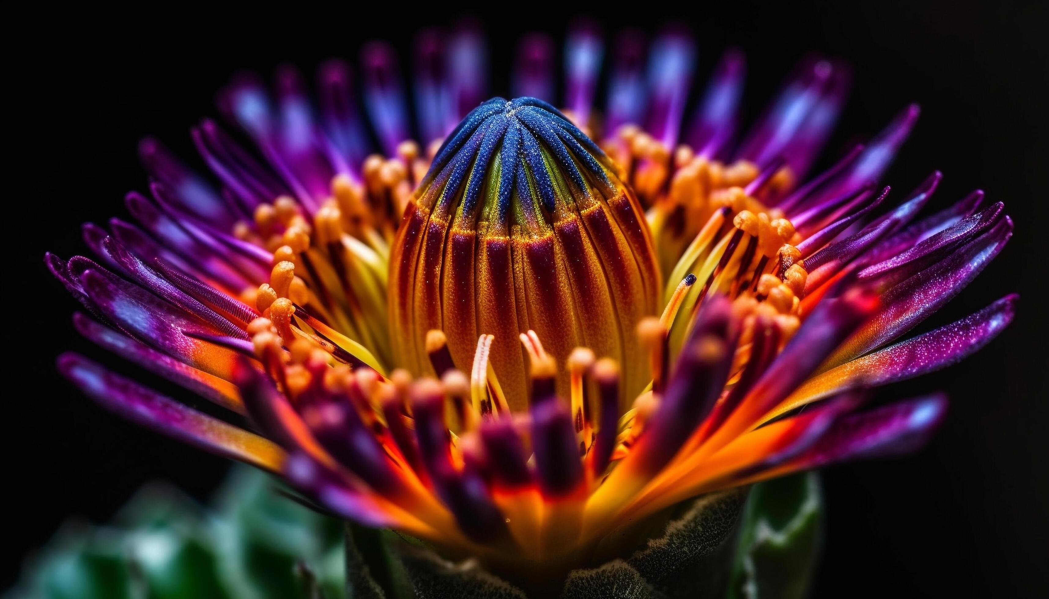 Vibrant colors of tropical flowers in sharp close up beauty generated by AI Stock Free