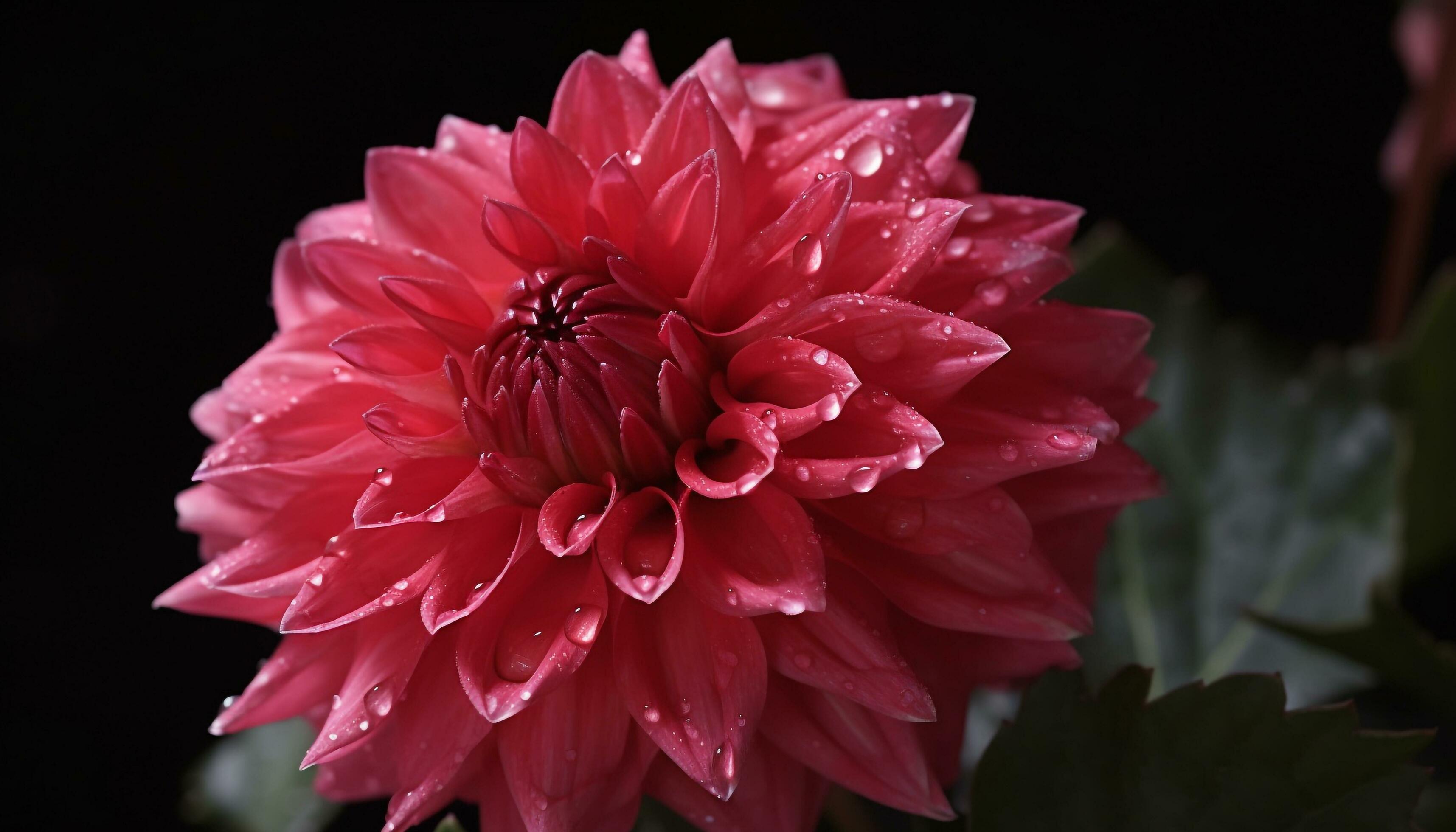 Vibrant petals of a single flower in a black background generated by AI Stock Free