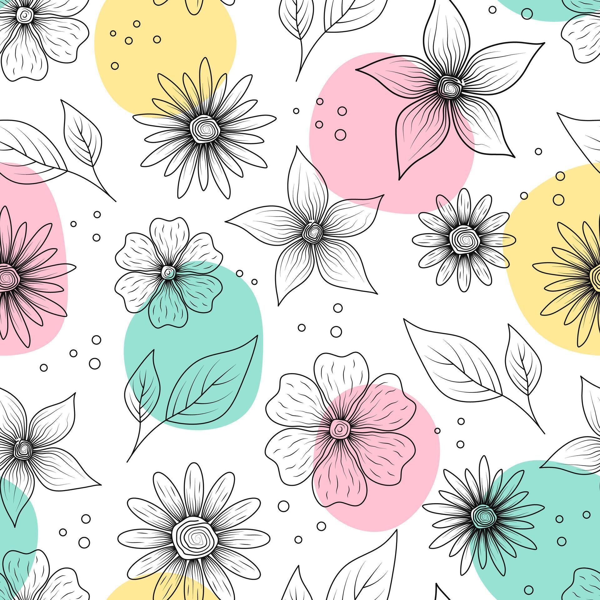 Seamless pattern with flowers. Scandinavian motifs Stock Free