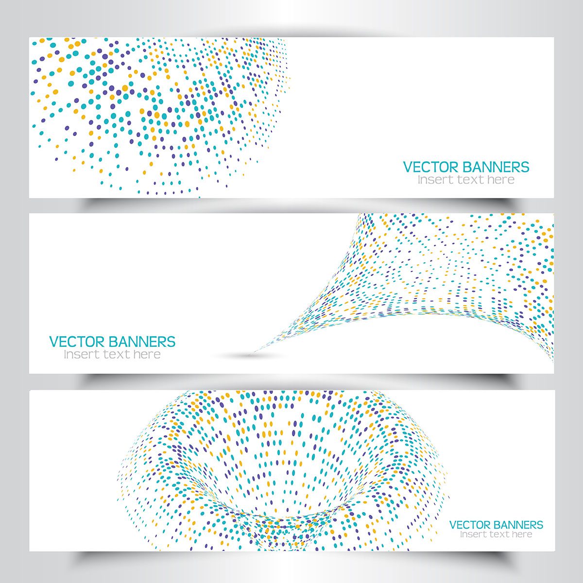 Halftone dot banner designs Free Vector