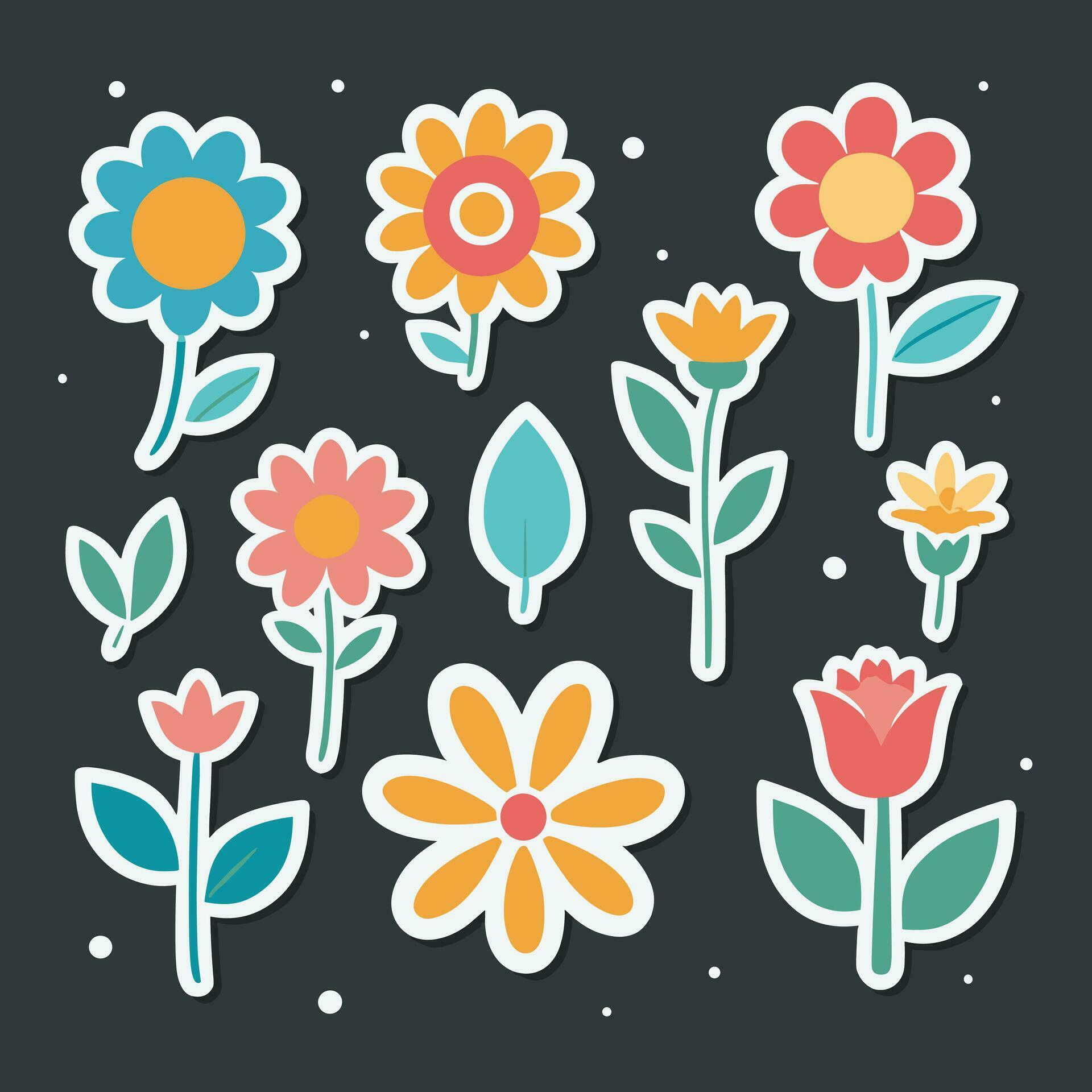 Flower sticker collection Stock Free