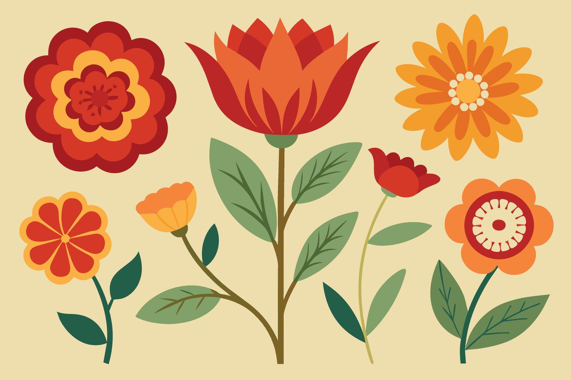 Vintage Detailed Flower Vectors Stock Free