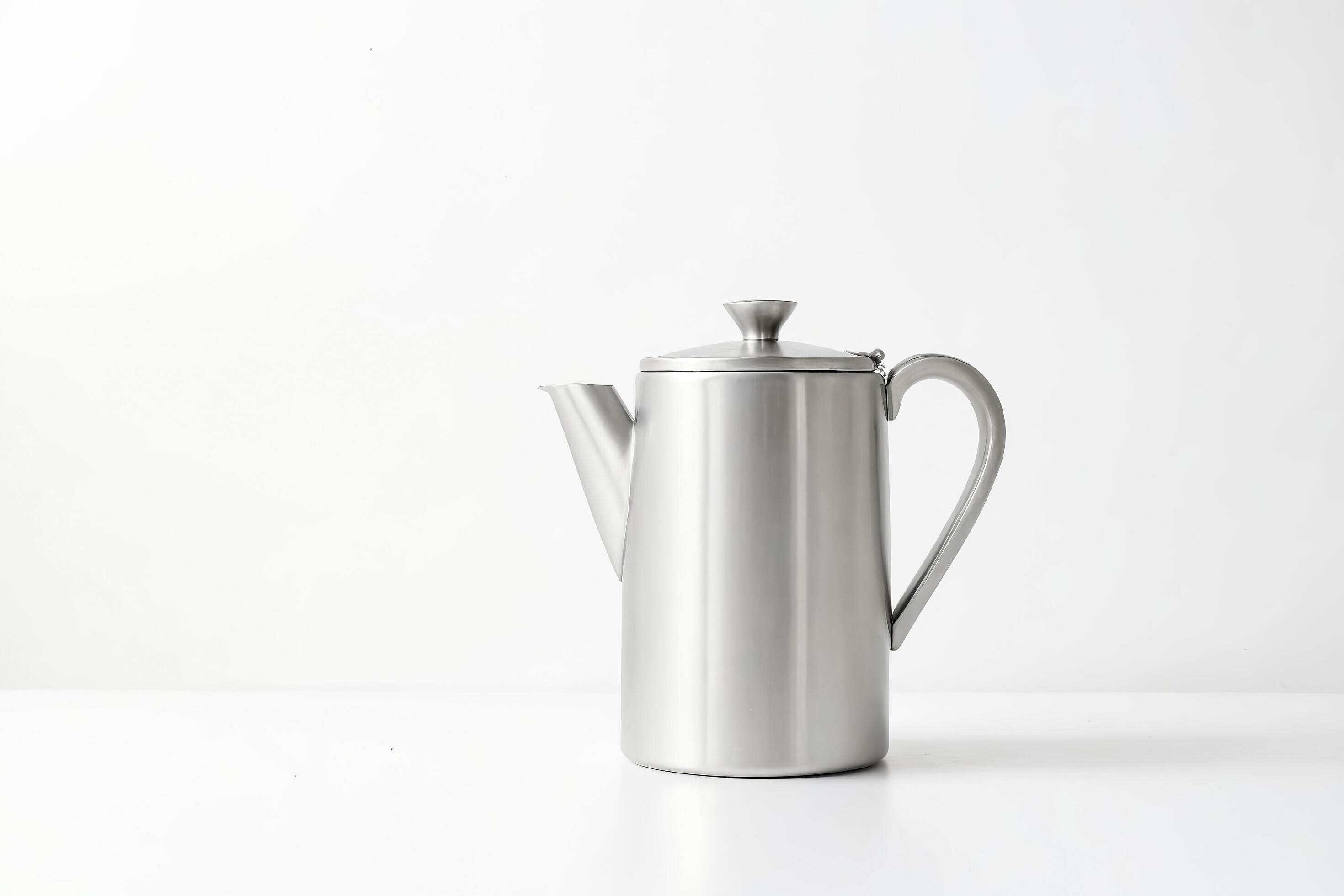 Stainless Steel Coffee Pot on White Background Stock Free