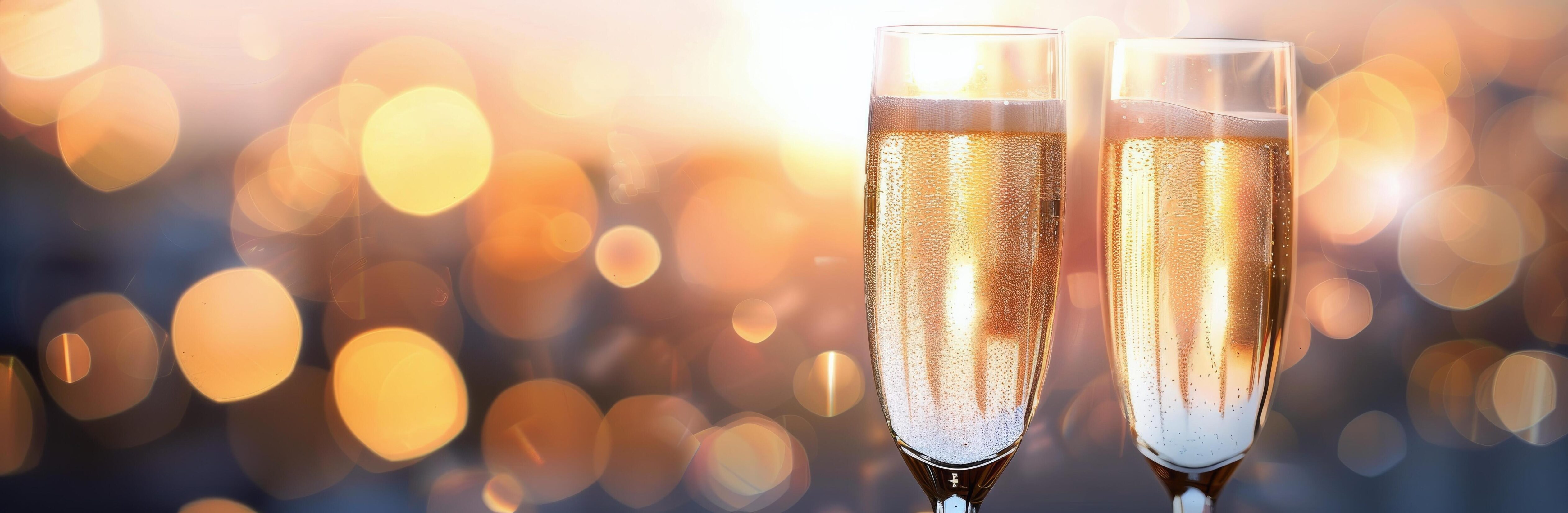 Sparkling Champagne Toast With Glittering Bokeh Background During Celebration Stock Free