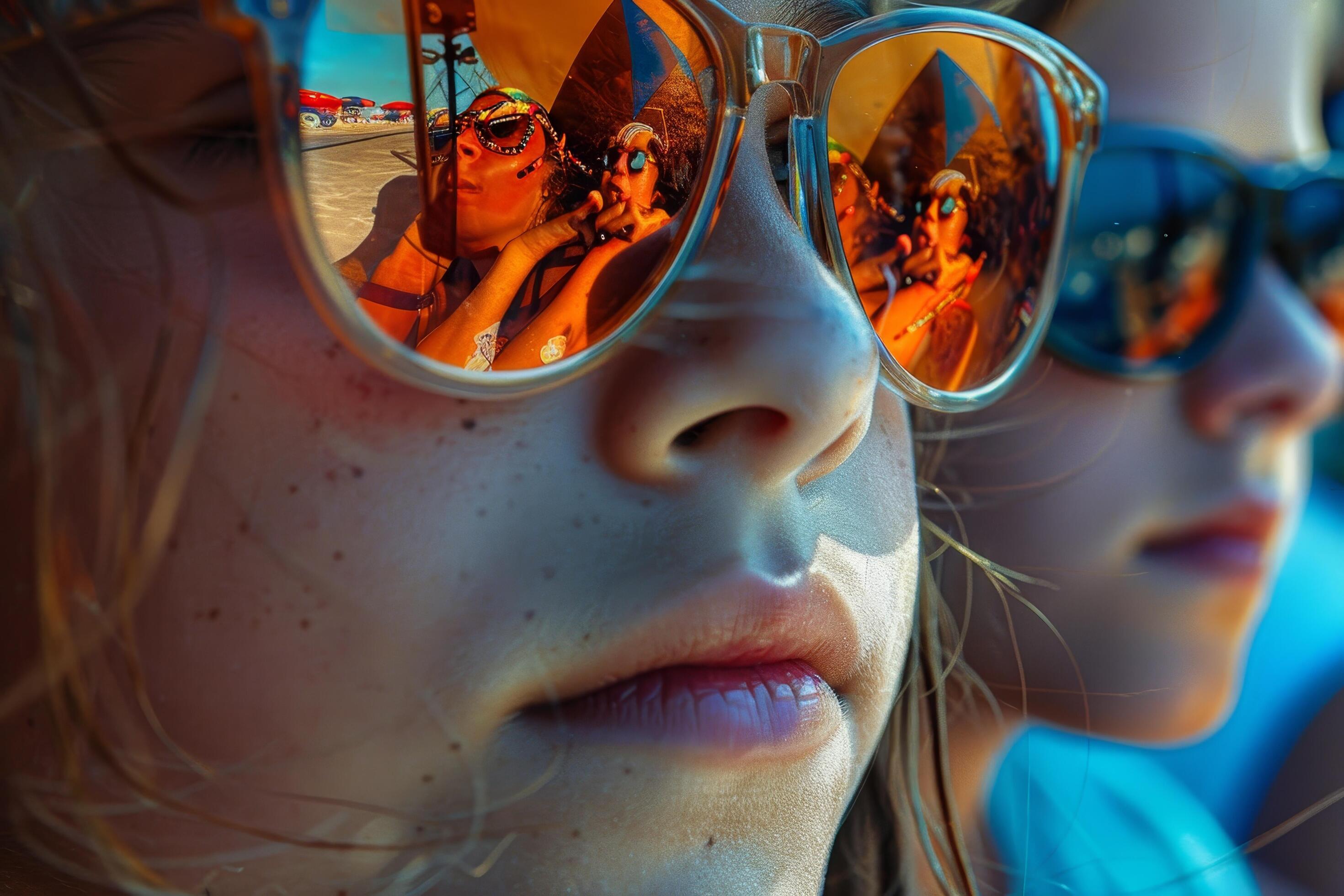 girl wearing sunglasses is looking at the camera Stock Free