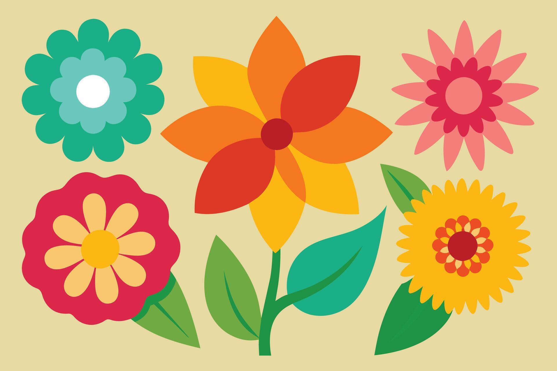 Assorted Flower Shape Vector Stock Free