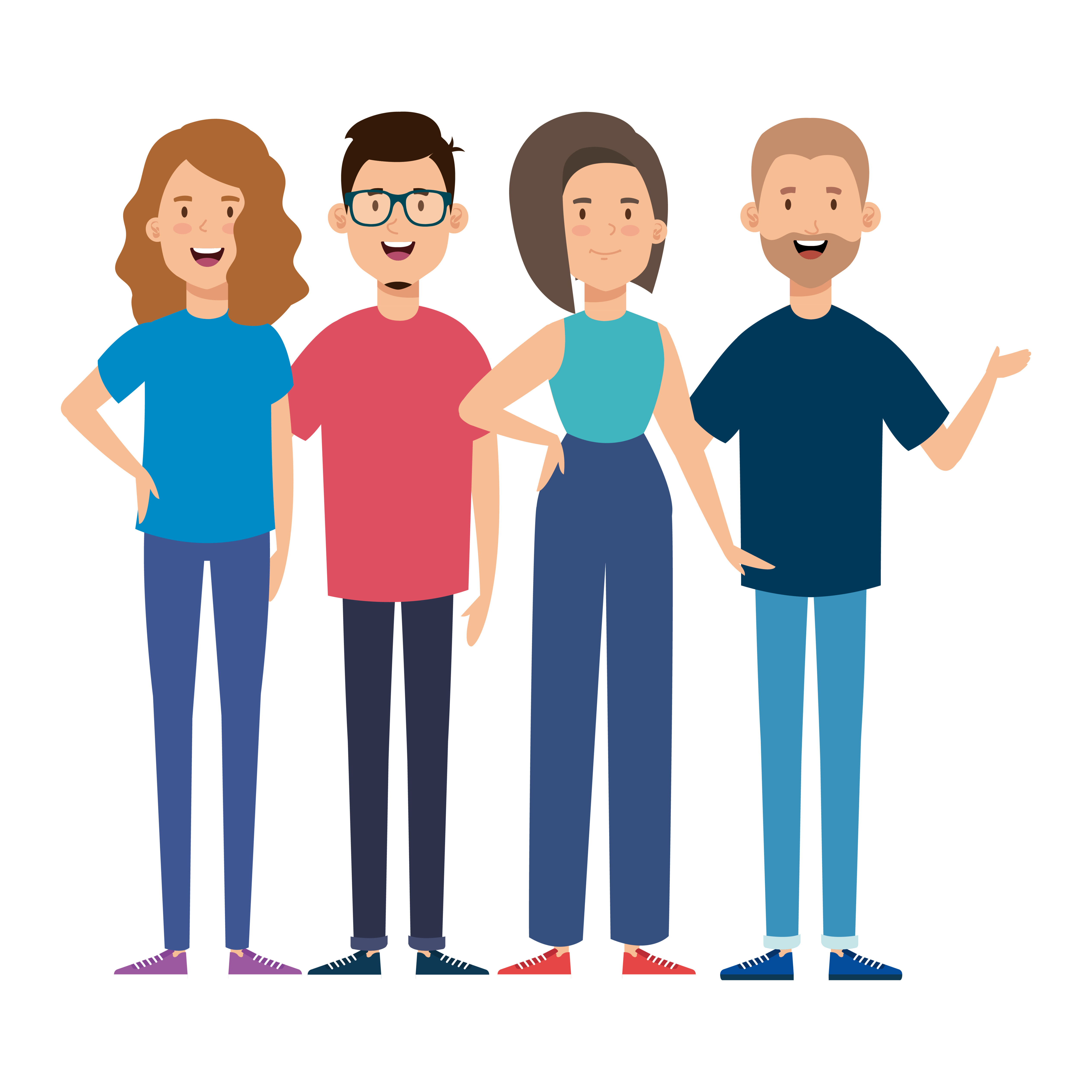 group of young people characters Free Vector