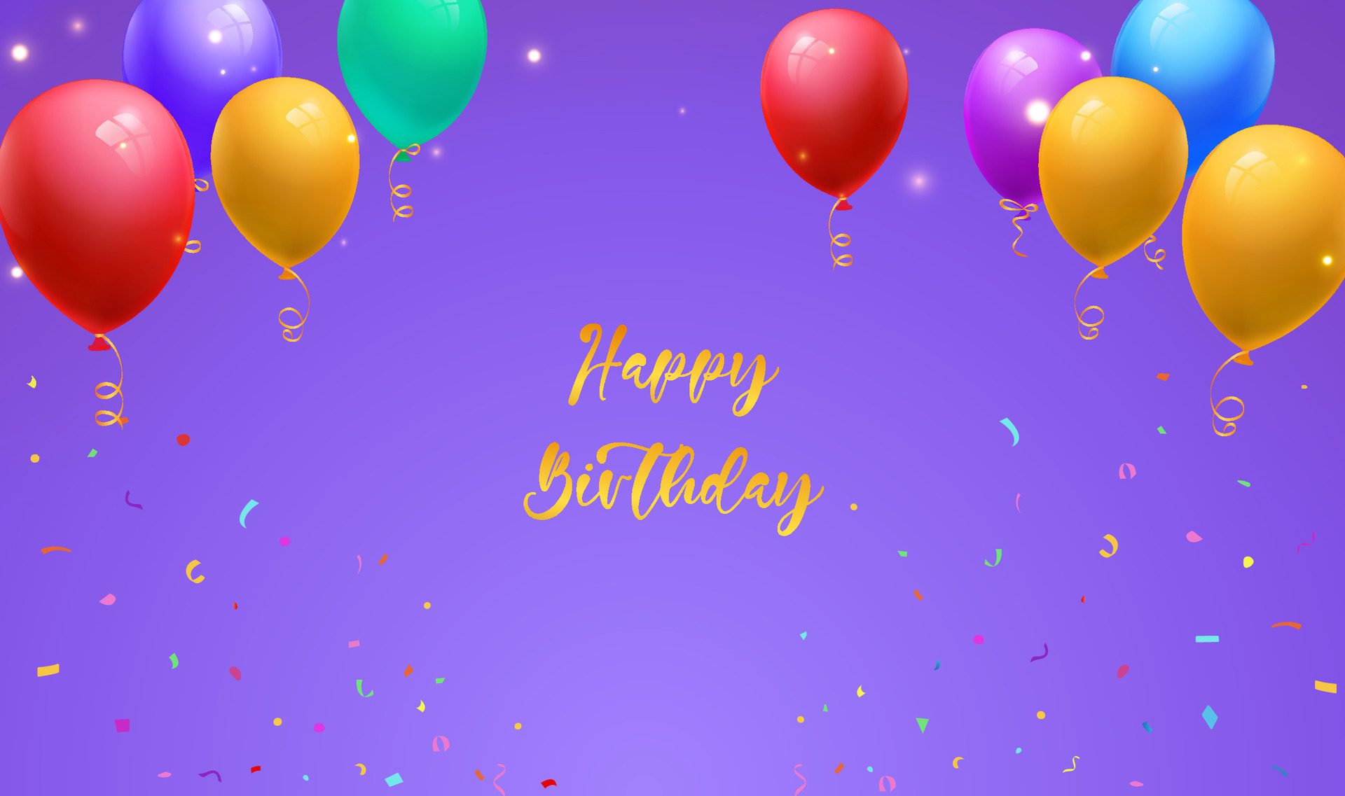 Cute Happy Birthday party celebration card banner template with colorful balloons Free Vector