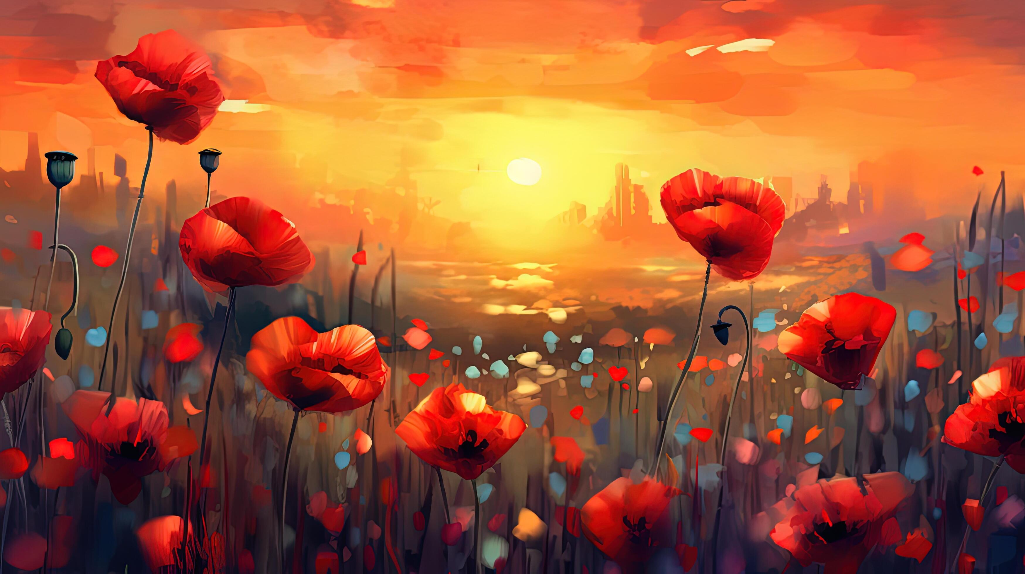 Watercolor poppy flower. Illustration Stock Free