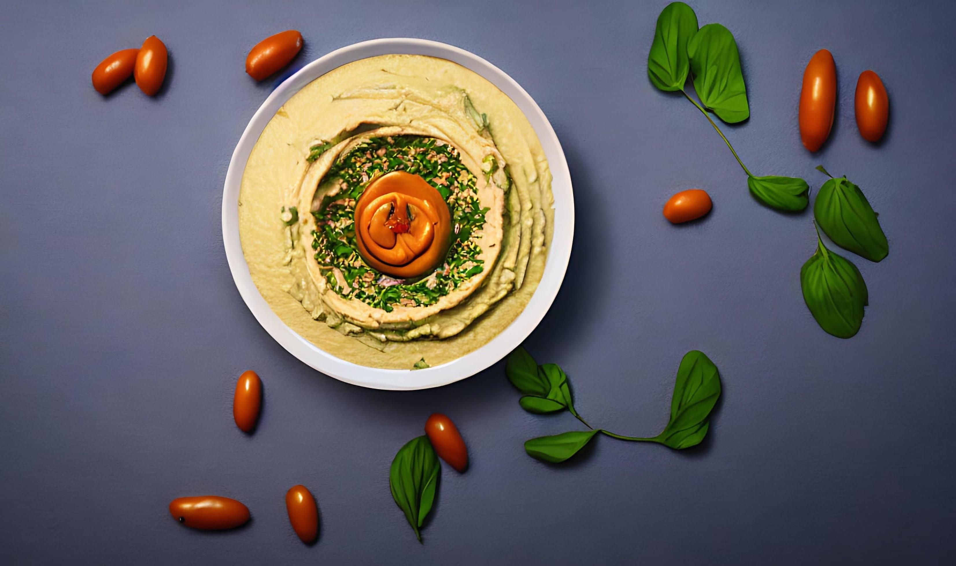 Healthy food. Traditional freshly made organic hummus. Stock Free