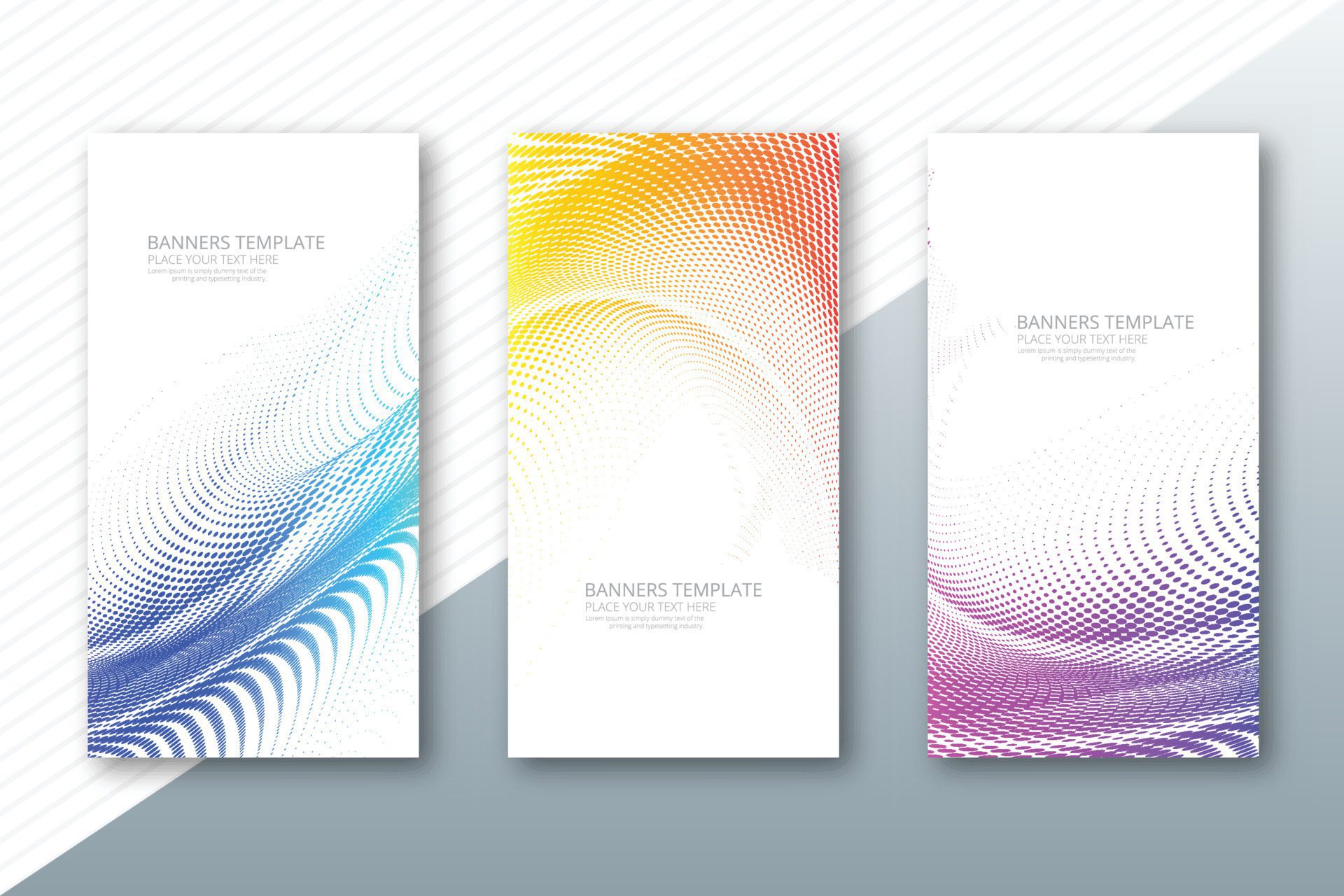 Abstract dotted colorful wave banners set design Free Vector and Free SVG