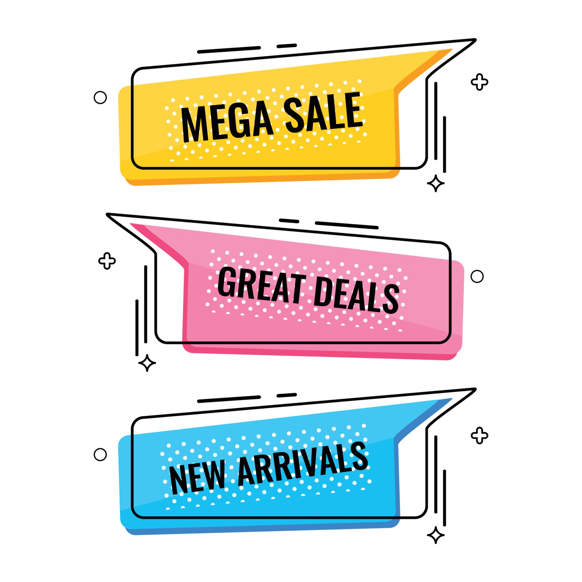 Memphis Style Flat Sale and Discount Banner Free Vector