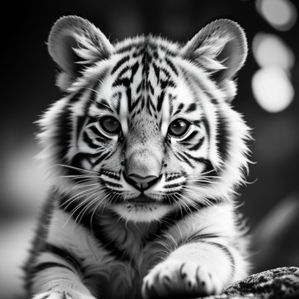 Prowling tiger cub Black by @ai_generated