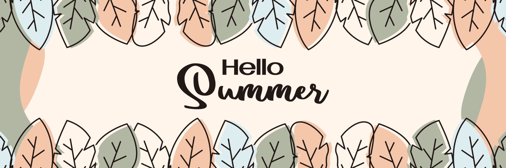 summer background, trendy design with leaf ornament. Template for banner, web, greeting card, presentation. Free Vector