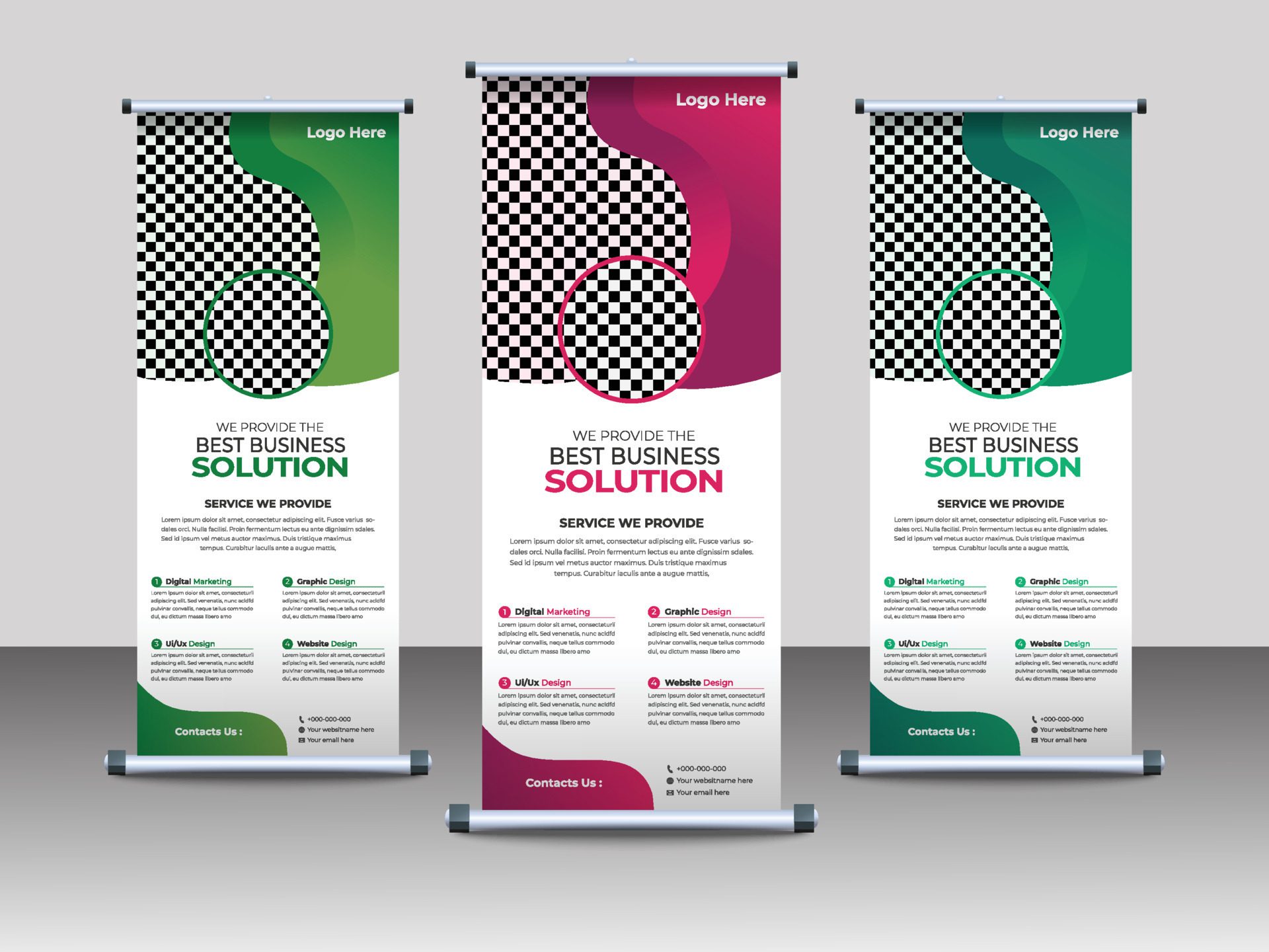 Professional Business Roll Up Banner Design Template Free Vector