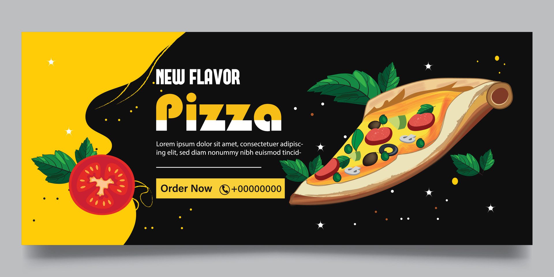 Pizza and fast food banner design Free Vector